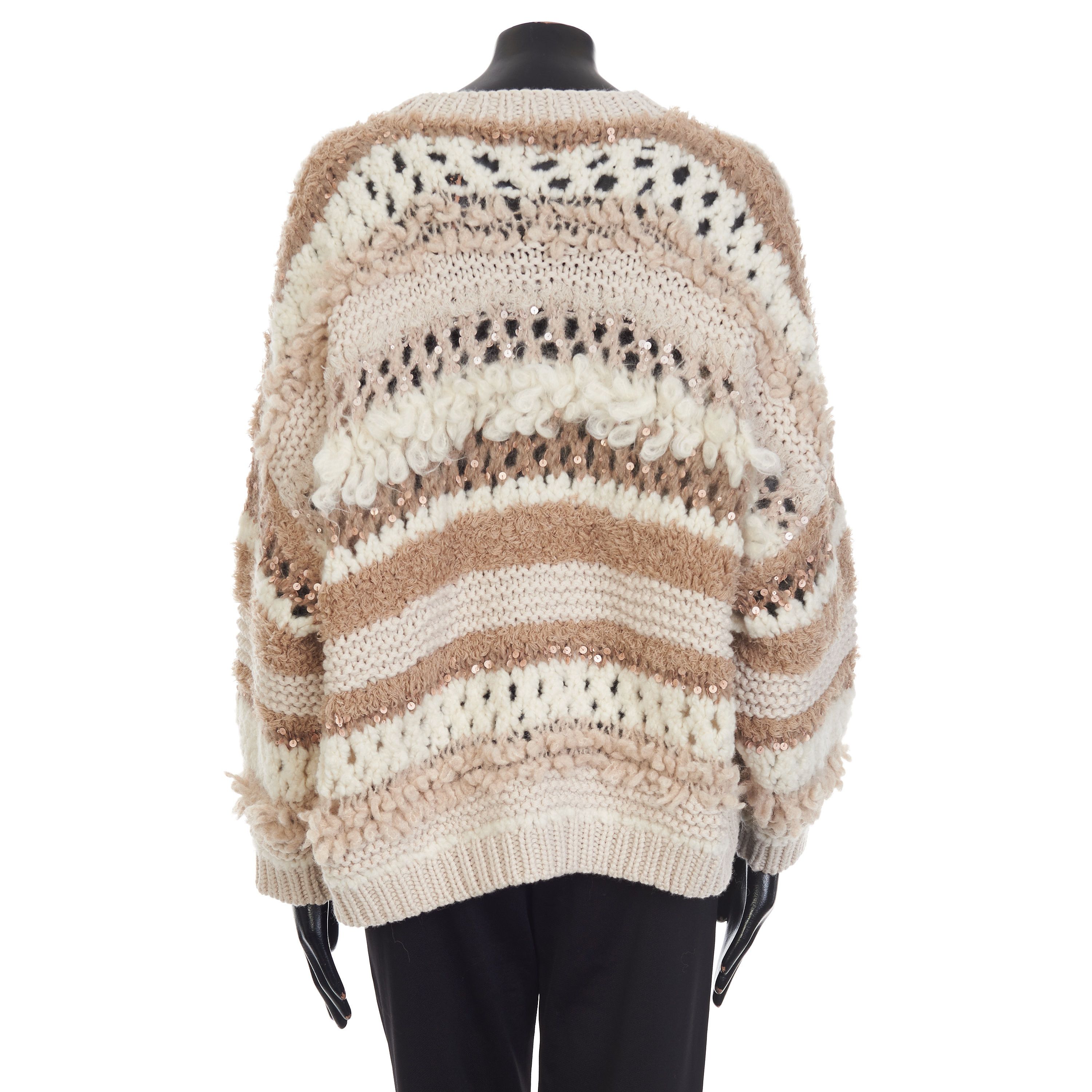 Brunello Cucinelli Sequined Cashmere Crewneck Sweater - Opera Knit, Textured Size M / US 6-8 / IT 42-44 - 5 Thumbnail