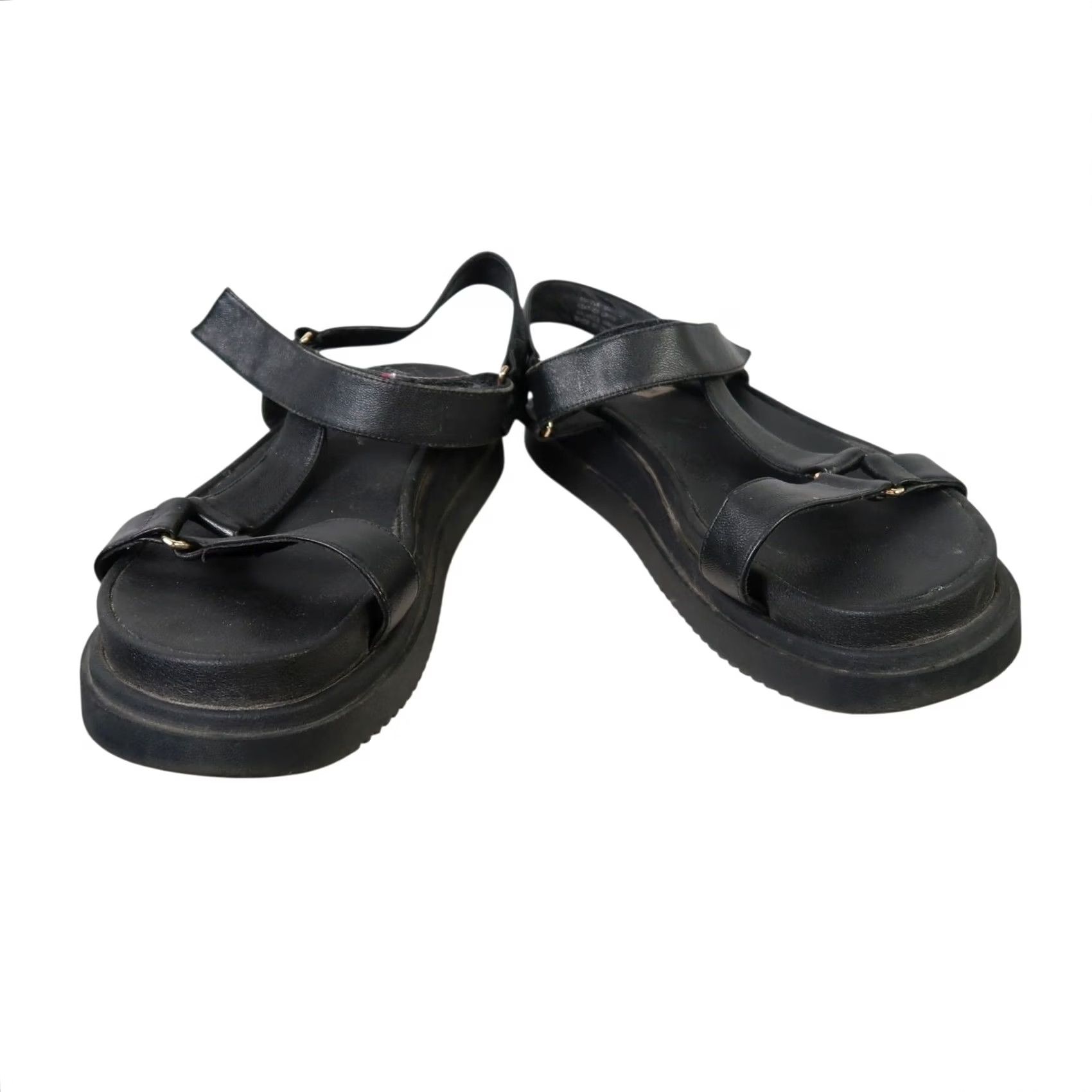 Steve Madden Steve Madden Matina Black Leather Flatform Strappy Sandals 10 Women Sandal Black Flatform Strappy Adjustable Strap 10 Women Size US 10 / IT 40 - 4 Thumbnail