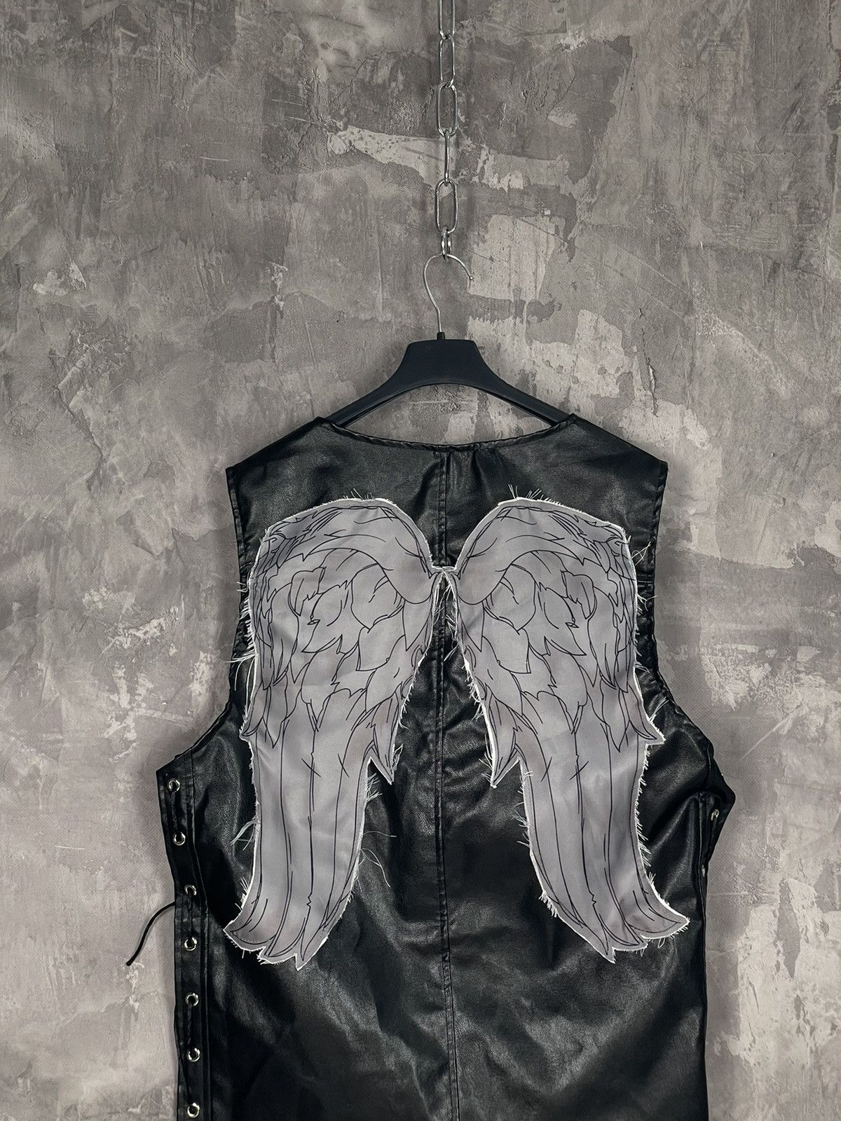 Other Vintage Faux Leather Y2K Biker Black Wings Rare Vest Size ONE SIZE - 3 Thumbnail