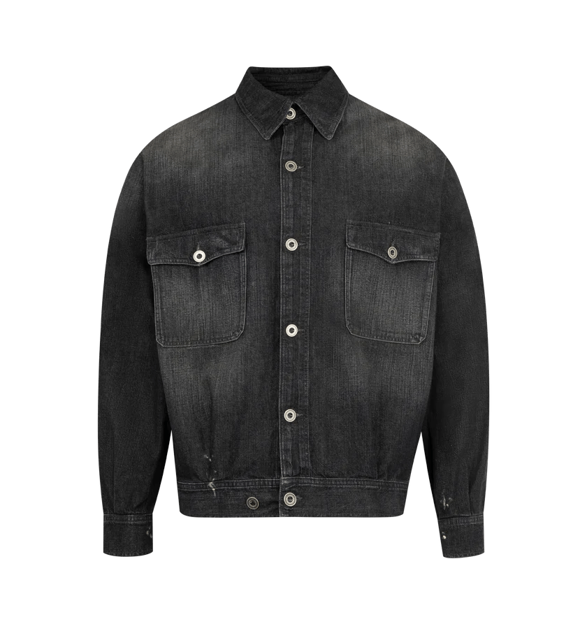 Maison Margiela o1h1sh11225 Distressed Denim Jacket in Black Size US L / EU 52-54 / 3 - 1 Thumbnail