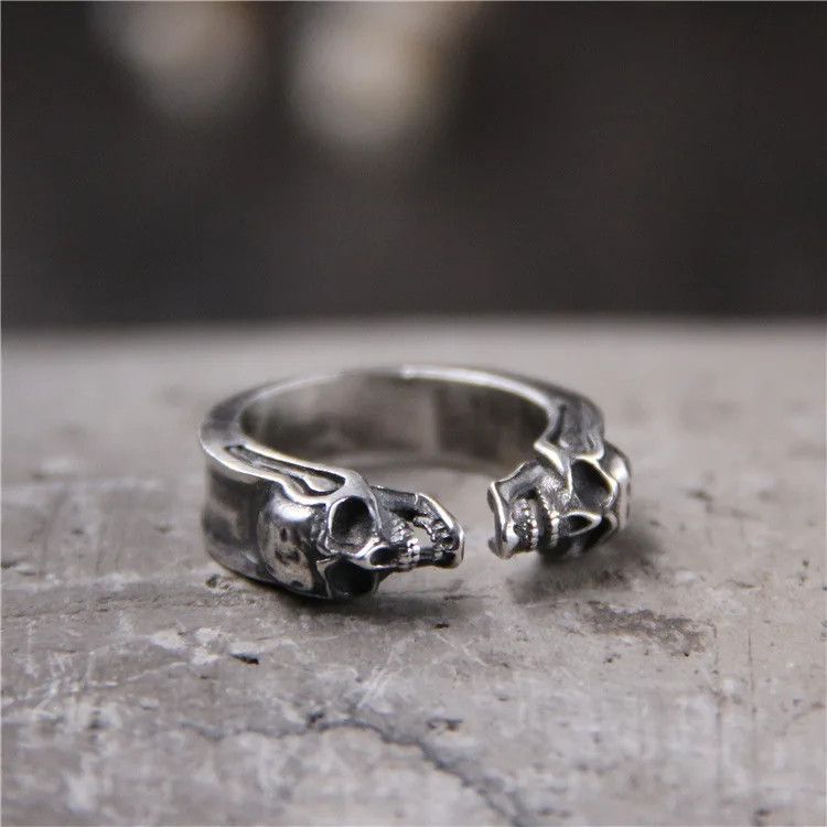 Jewelry Gothic Retro Double Skull Ring Hell Ghost Head Size ONE SIZE - 1 Thumbnail