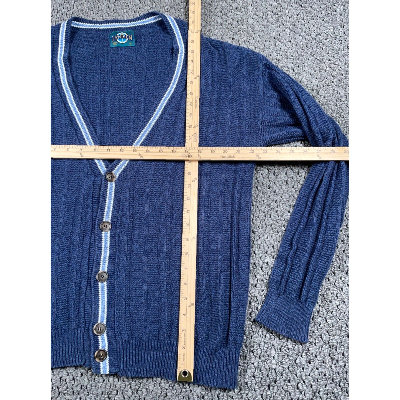 Jantzen VINTAGE Jantzen Chunky-Knit Cardigan Sweater Adult Medium Blue USA 90s Mens Size US M / EU 48-50 / 2 - 4 Thumbnail