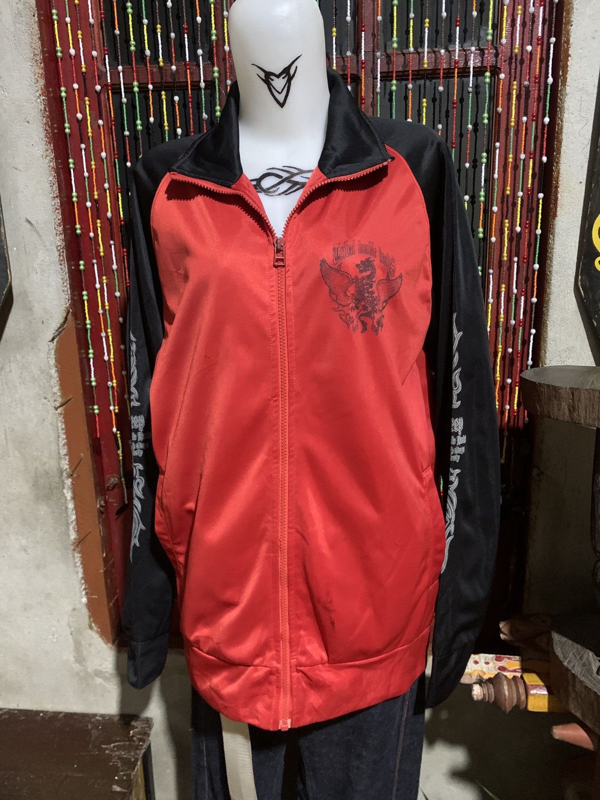 If Six Was Nine × Japanese Brand y2k Tribal Double Heads Dig Deep Dragon Graphic Track Jacket Size L / US 10 / IT 46 - 14 Thumbnail
