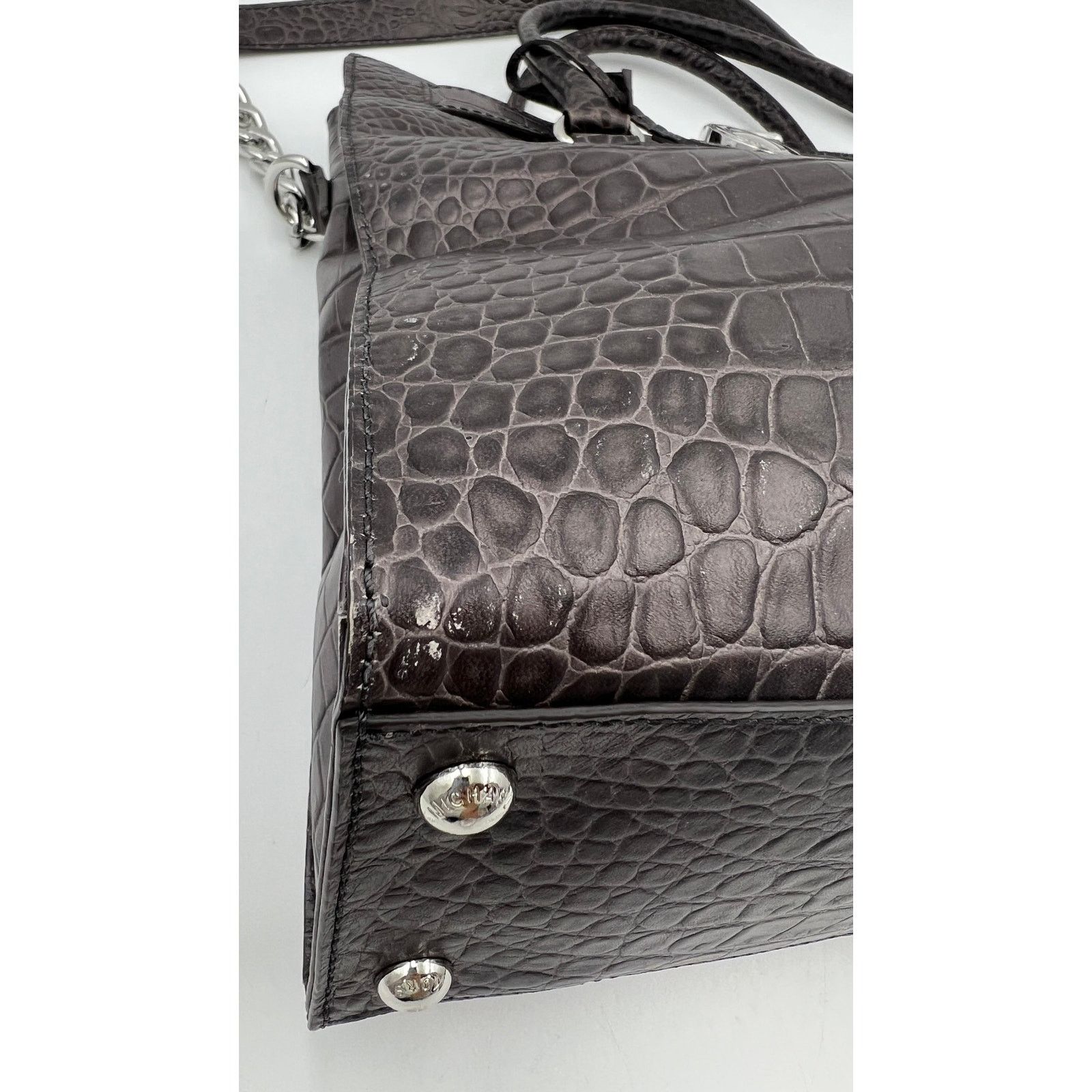 Michael Kors Michael Kors Hamilton Tote Gray Croco Embossed Leather Bag Size ONE SIZE - 8 Thumbnail