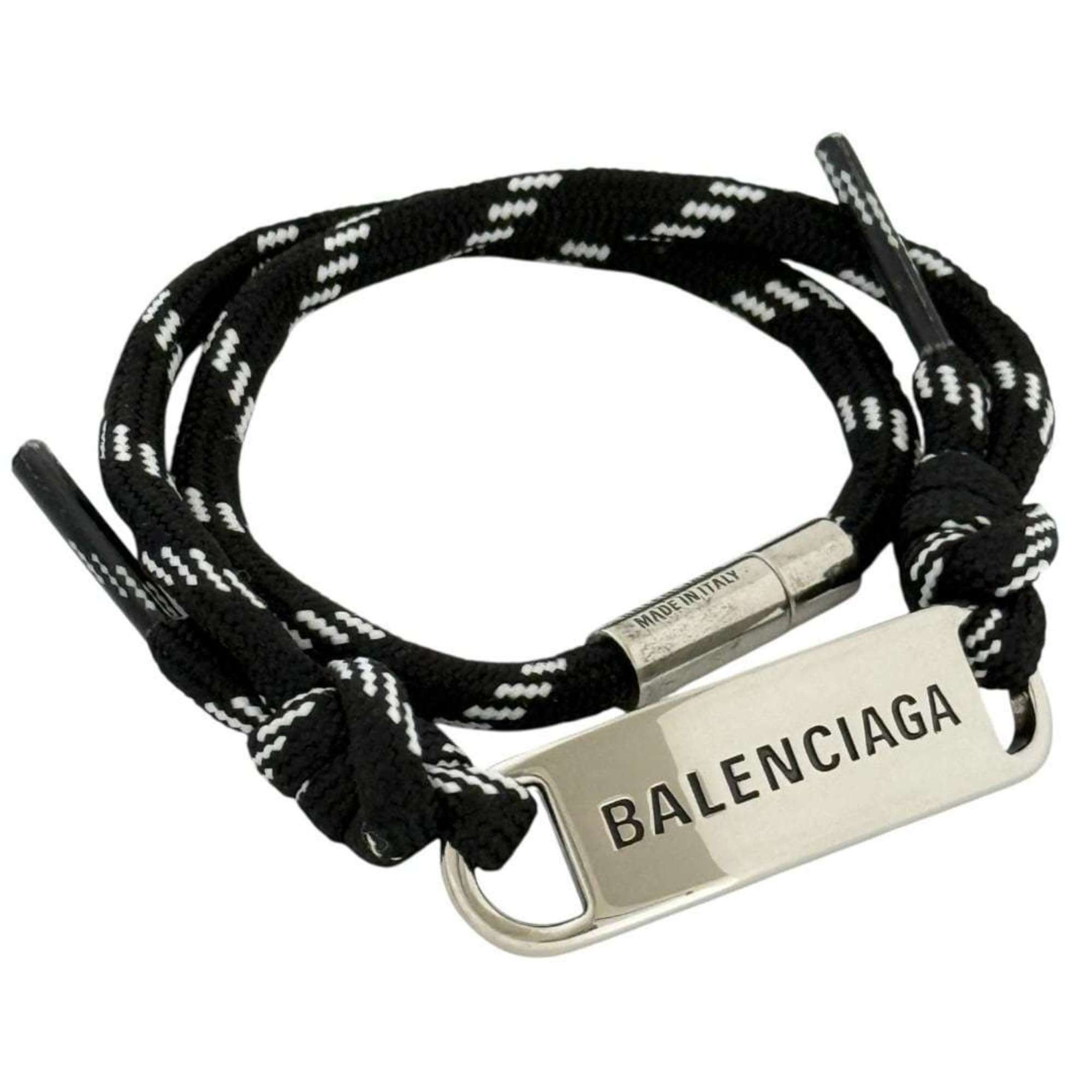 Balenciaga Balenciaga Men's Cord Bracelet with Plate, Double Wrap, Adjustable Size Size ONE SIZE - 1 Thumbnail