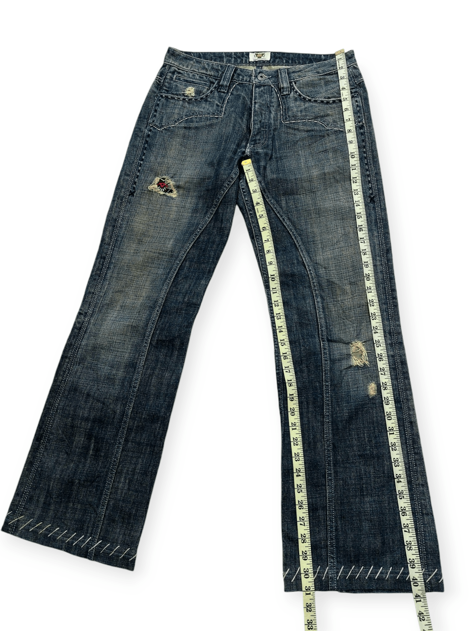 Antik Denim × If Six Was Nine Flared💥 Vintage Antik Denim Embroidered Denim Jeans Size US 31 - 21 Thumbnail