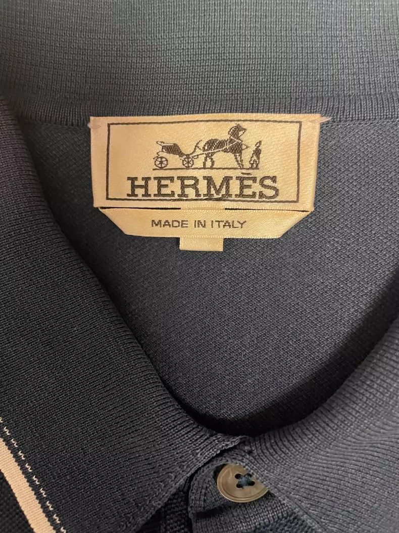 Hermes Hermes Short Sleeve Polo Shirt in Navy-2506 Size US L / EU 52-54 / 3 - 5 Thumbnail