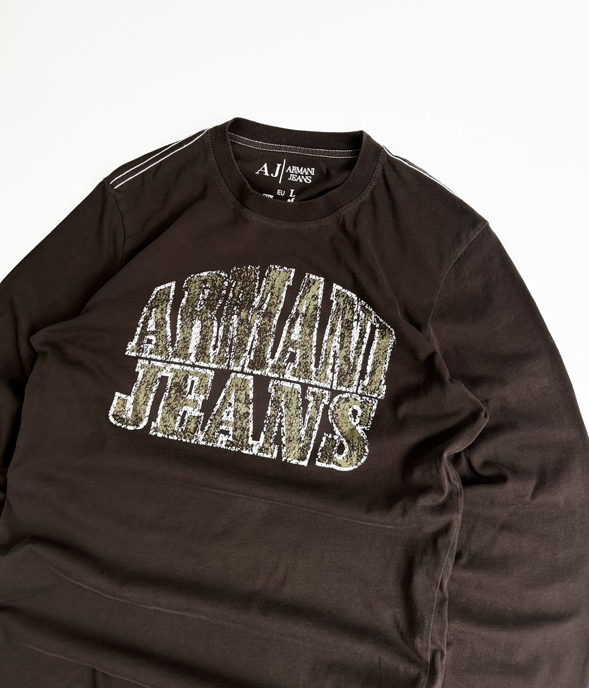 Armani × Vintage Vintage Armani Jeans Long Sleeve Shirt Brown Y2k Rare Size US L / EU 52-54 / 3 - 4 Thumbnail