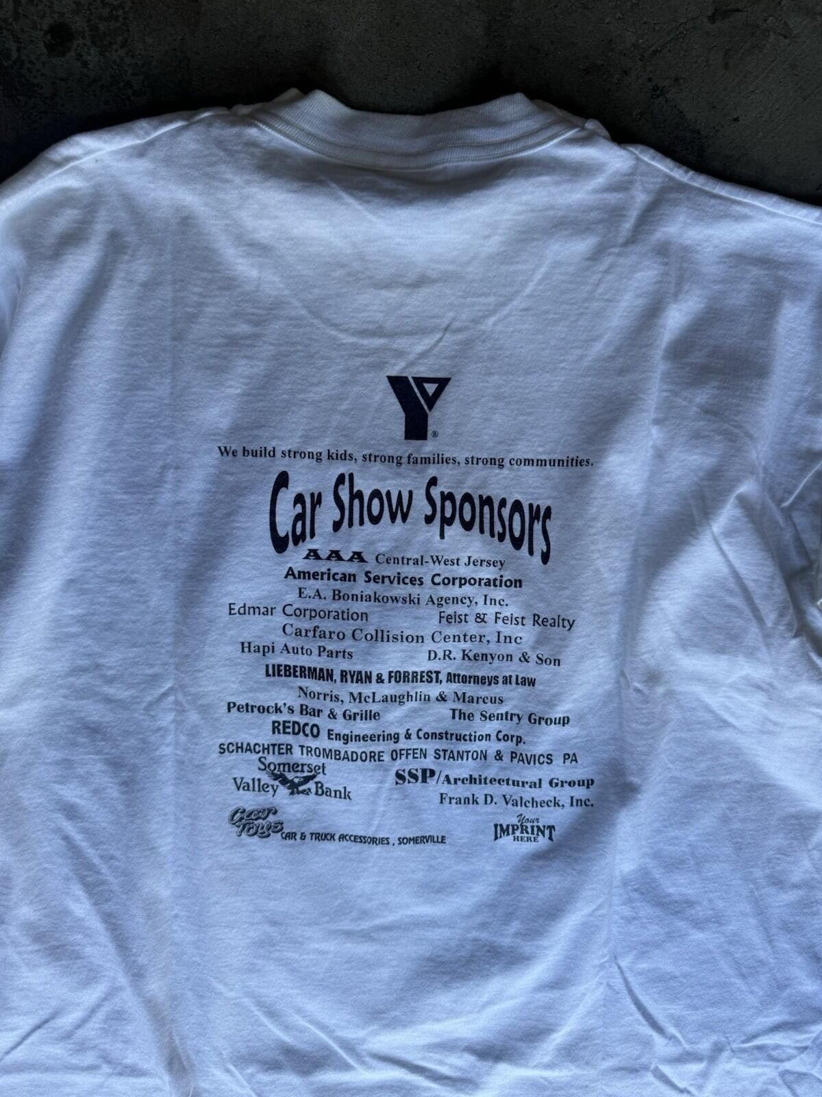 Fruit Of The Loom Vintage 90s YMCA Car Show T-Shirt 1997 XL White Hot Rod 97 Size US XL / EU 56 / 4 - 5 Thumbnail