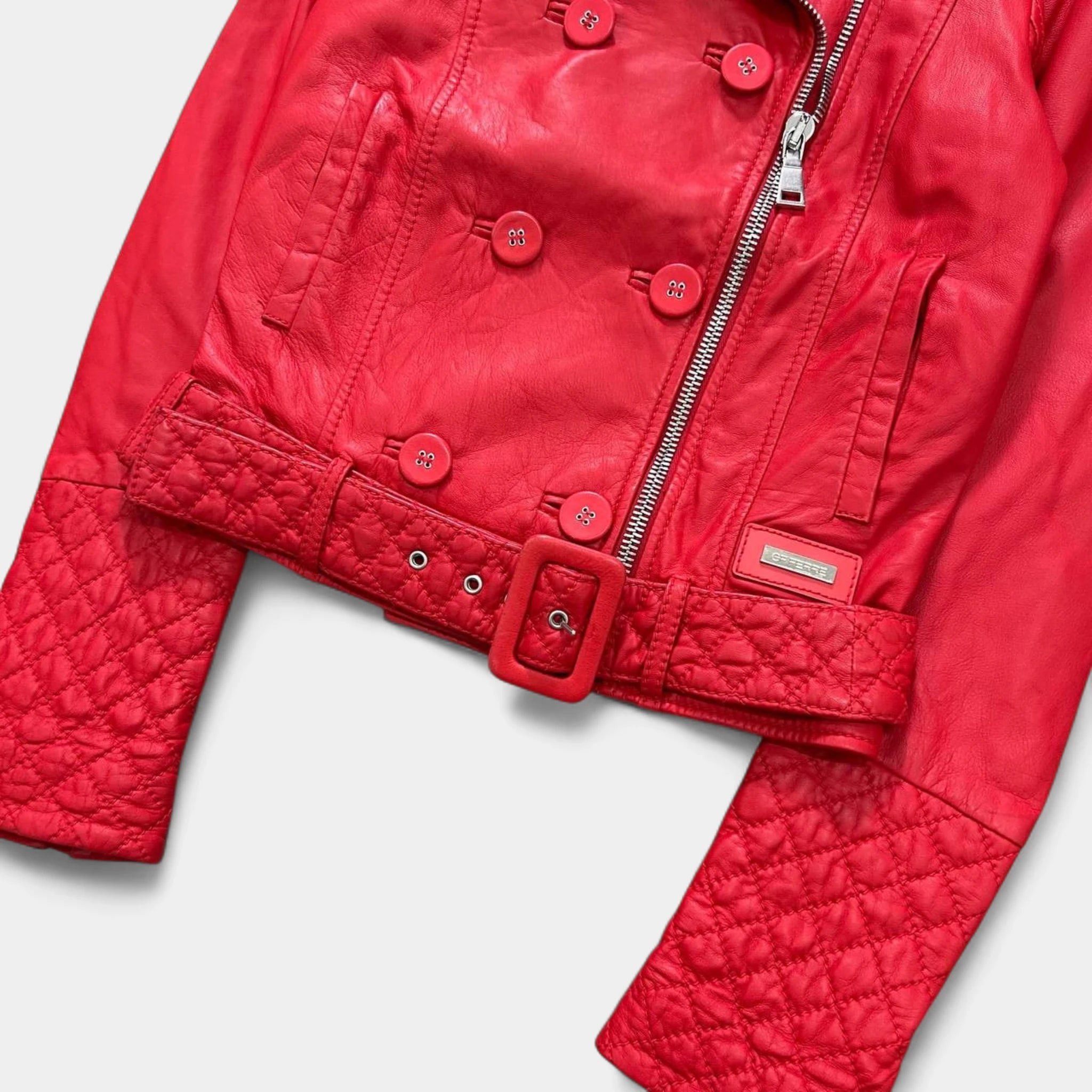 Gianfranco Ferre Gianfranco Ferré 1990s Quilted Red Leather Biker Jacket Size US S / EU 44-46 / 1 - 3 Thumbnail