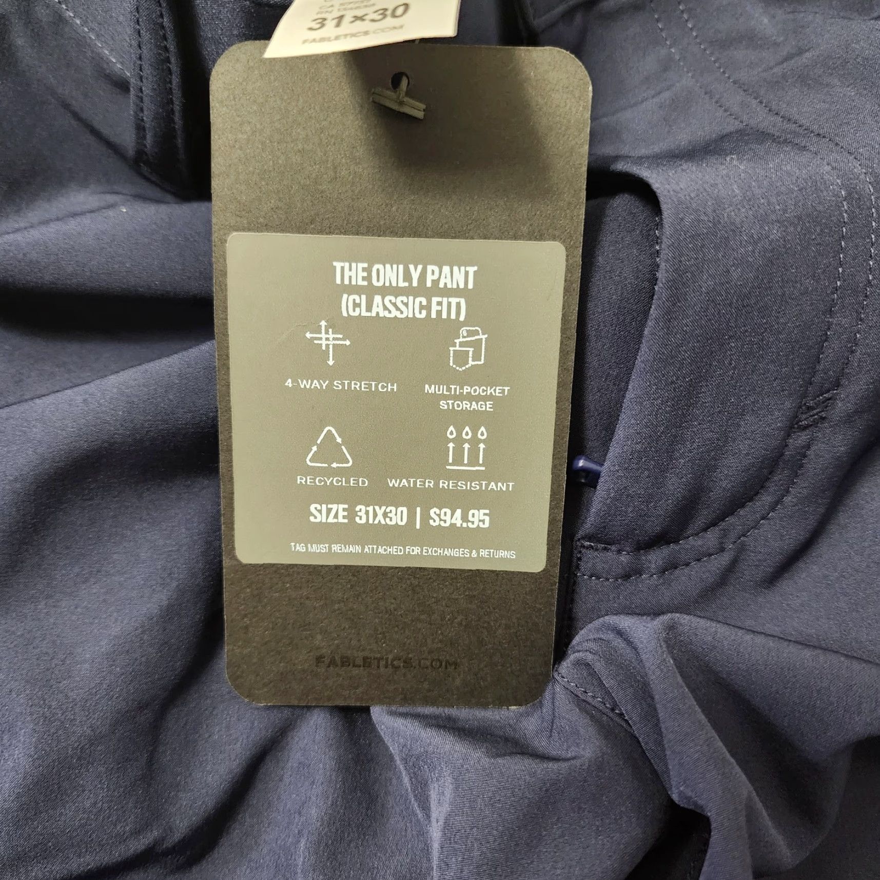 Fabletics Fabletics The Only Pants Mens 31X30 Blue Classic Stretch Performance Golf New Size US 31 - 3 Thumbnail
