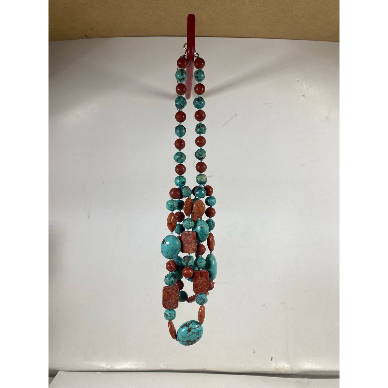 Other Lucas Lameth 925 Turquoise Red Coral Triple Strand Necklace Size ONE SIZE - 2 Thumbnail