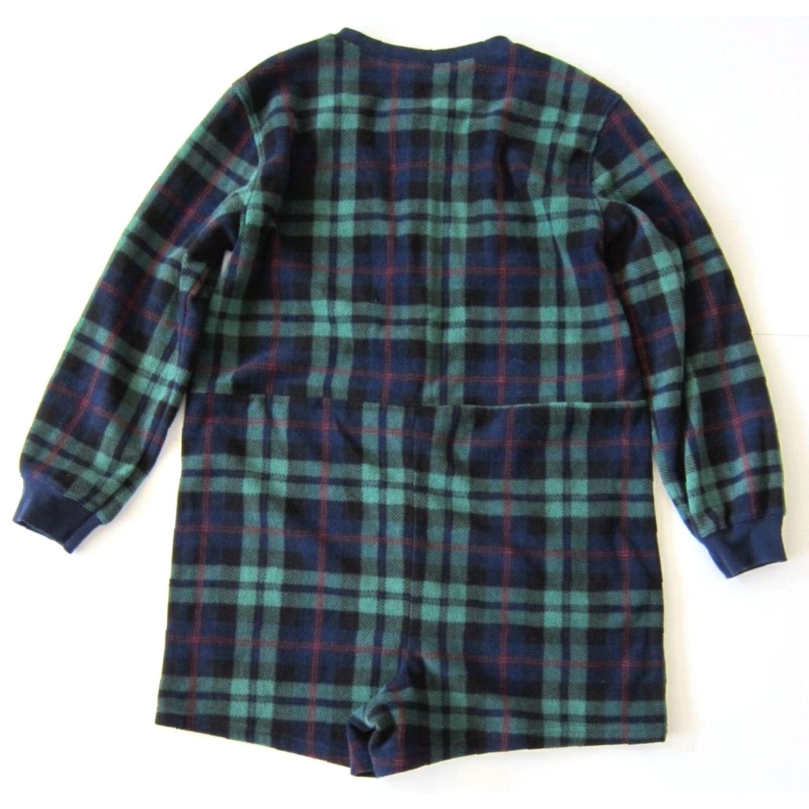 Old Navy Old Navy Romper Jumpsuit Shorts Fleece Button Long Sleeve Plaid Green Red M-L Size M / US 6-8 / IT 42-44 - 2 Thumbnail