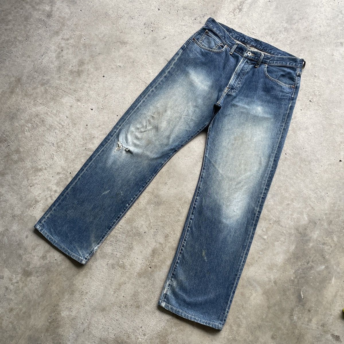 Japanese Brand × Jean × Vintage Vintage Japanese Faded Baggy Jeans Distressed Denim Pants Size US 35 - 2 Thumbnail