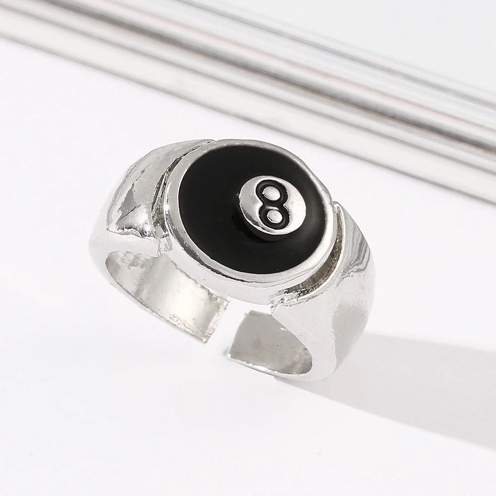 Jewelry Billiard Number Black 8 Adjustable Ring Size ONE SIZE - 2 Thumbnail