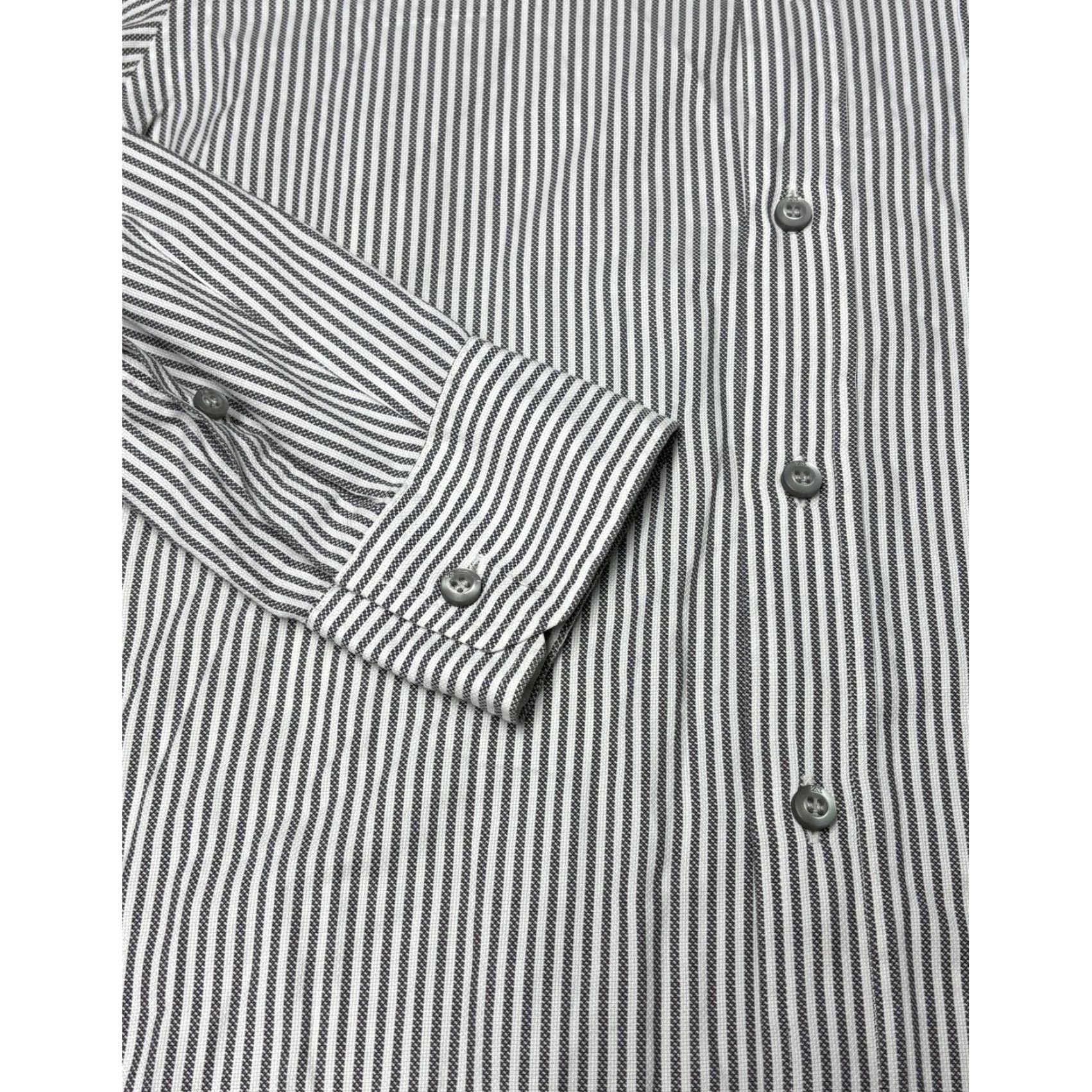 Vintage Zegna Sport Mens Striped Button-Down Shirt Grey White Cotton M Regular Chest Pocket Casual Business Size US M / EU 48-50 / 2 - 3 Thumbnail