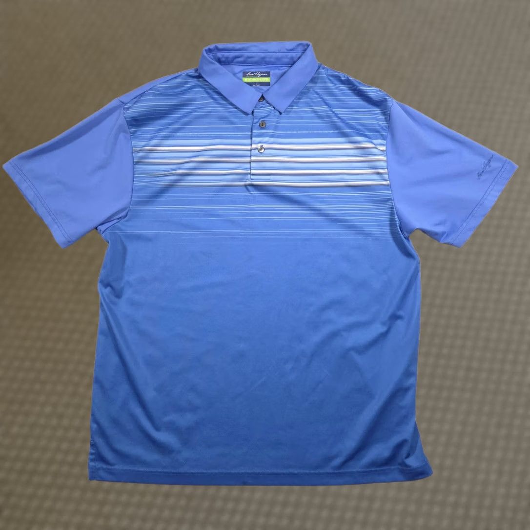 Hogan Ben Hogan Polo Shirt Mens L Blue Striped Performance Golf Recycled Polyester Size US L / EU 52-54 / 3 - 1 Thumbnail