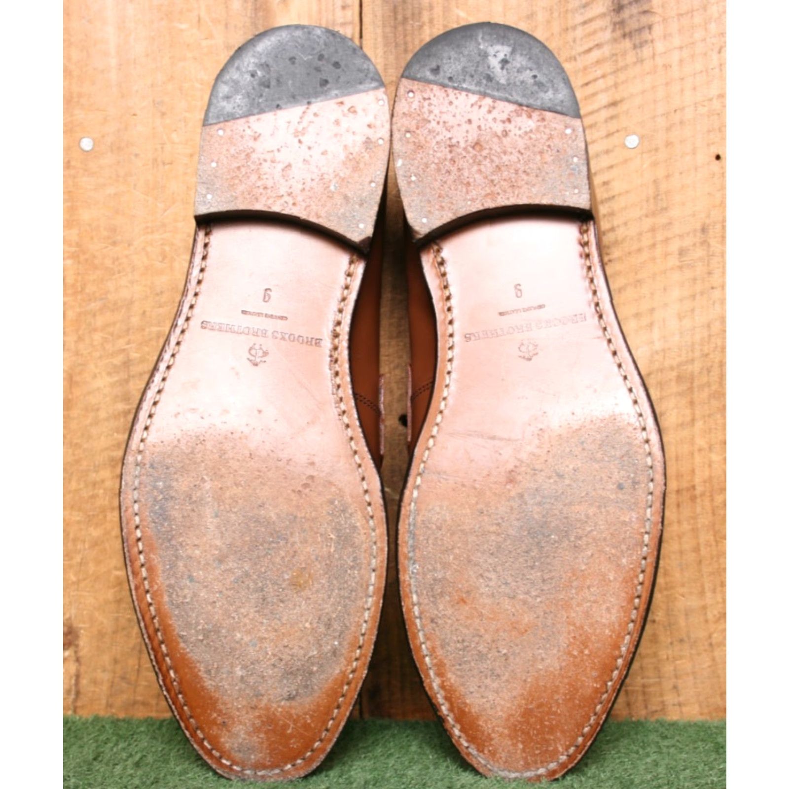 Brooks Brothers BROOKS BROTHERS Cognac Brown Leather Apron Toe Penny Loafers Sz. 9D Mens Leather Upper Slip On Dress Loafer D US 9 Brown Size US 9 / EU 42 - 5 Thumbnail