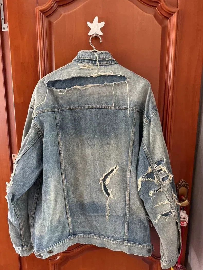 Balenciaga Balenciaga Lightning Denim Distressed Jacket. Size US XXL / EU 58 / 5 - 2 Thumbnail