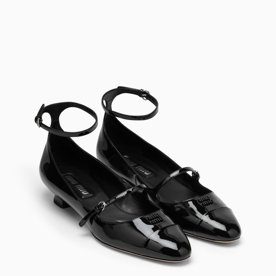 Miu Miu o1d2blof0924 Leather Logo Decollete in Black Size US 8.5 / IT 38.5 - 2 Thumbnail