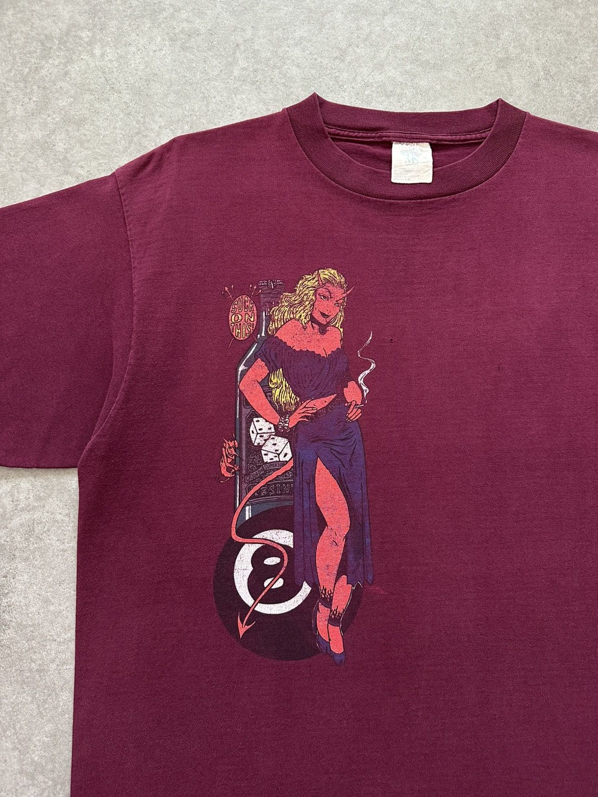 Vintage Vintage Frank Kozik Art Shirt Devil Girl Smoking 8 Ball Tee Size US XL / EU 56 / 4 - 8 Thumbnail