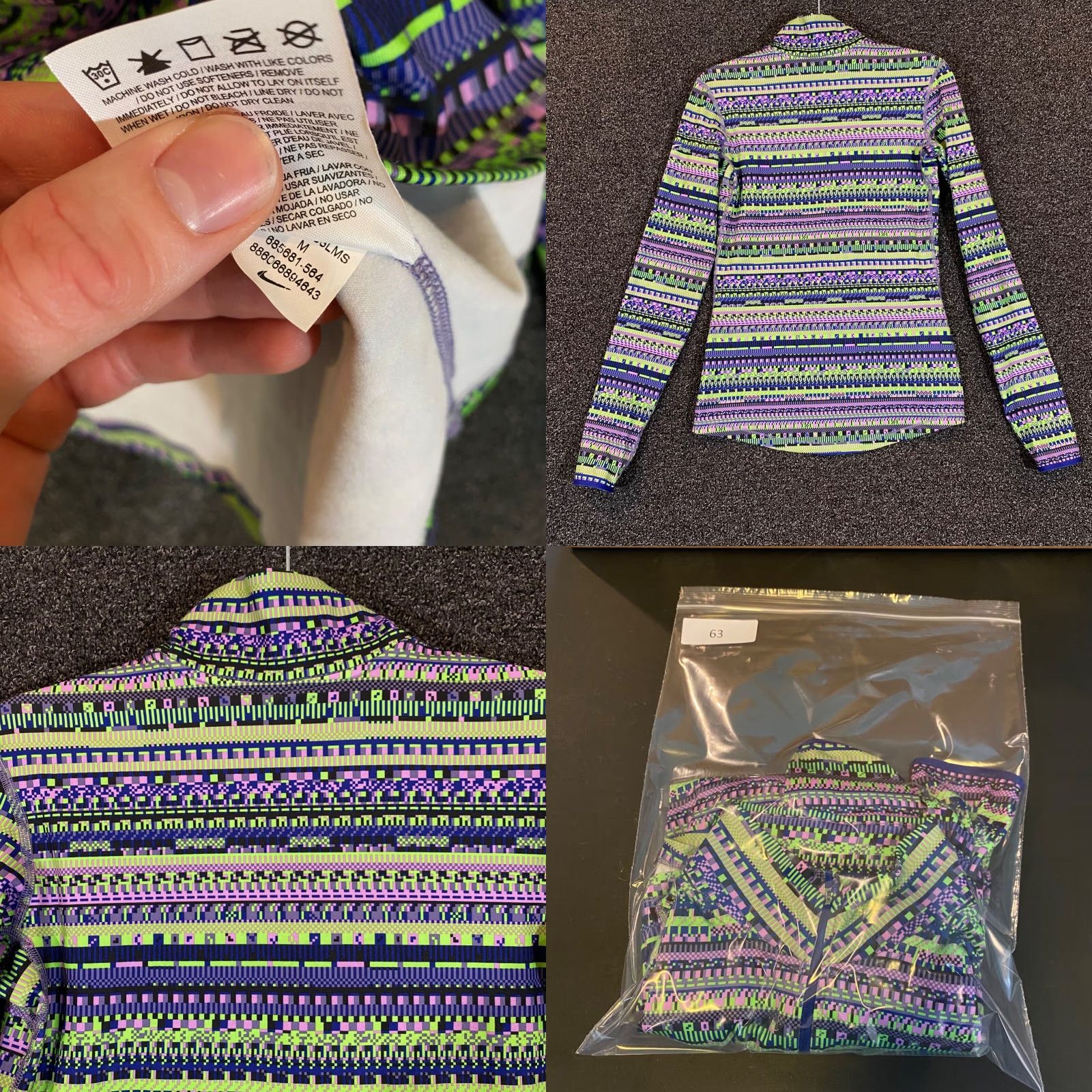 Nike Nike Pullover Womens Medium Green Purple Geometric Dri-Fit Lightweight Running Size M / US 6-8 / IT 42-44 - 8 Thumbnail
