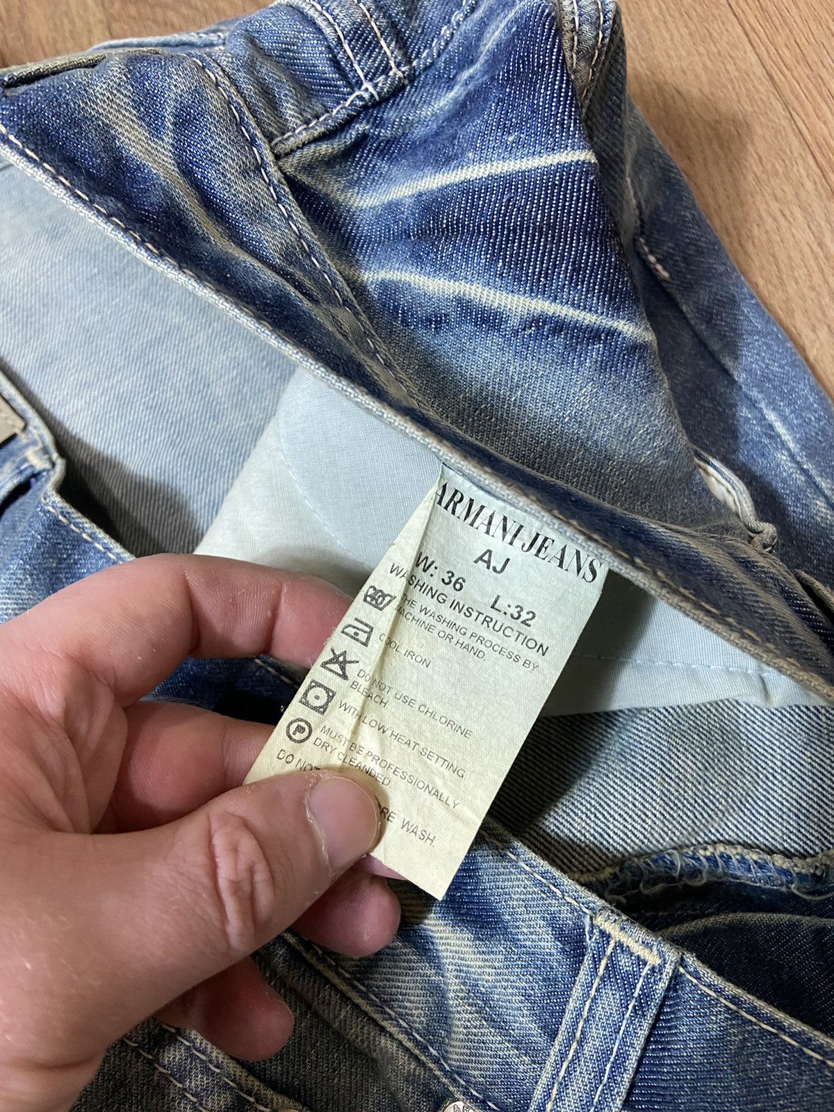 Vintage CRAZY VINTAGE 90s DISTRESSED ARMANI JEANS BABY BLUE FADED 