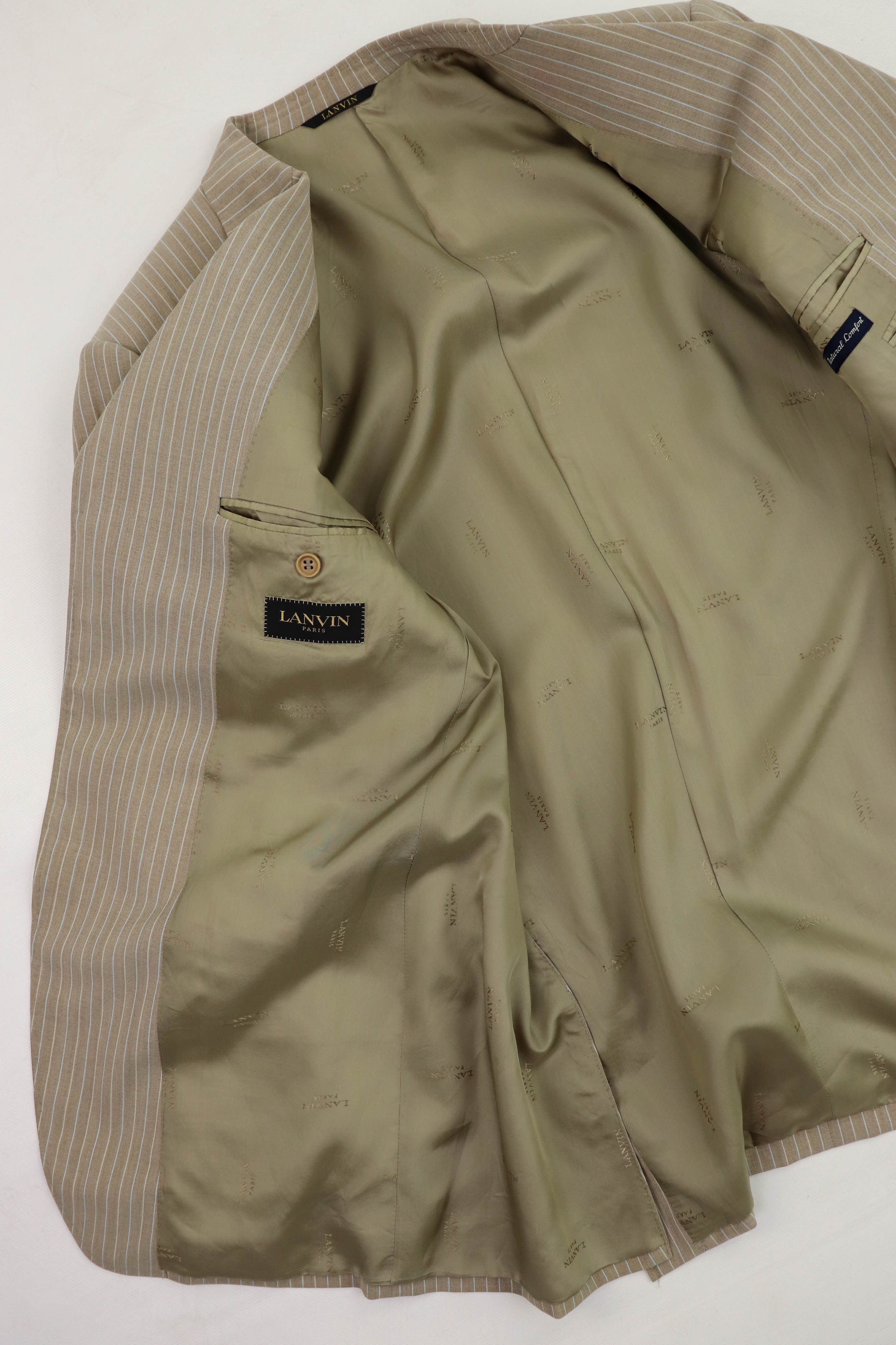 Lanvin Lanvin Paris Vintage Beige Striped Sport Coat Blazer Jacket Size 54R - 11 Thumbnail