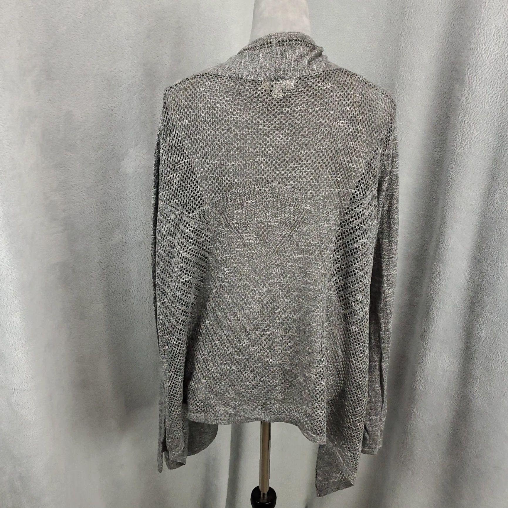 Vintage UMGEE Cardigan Womens M Flowey Gray Waterfall Open Front Knit Heathered Comfort Casual Bohemian Size M / US 6-8 / IT 42-44 - 3 Thumbnail