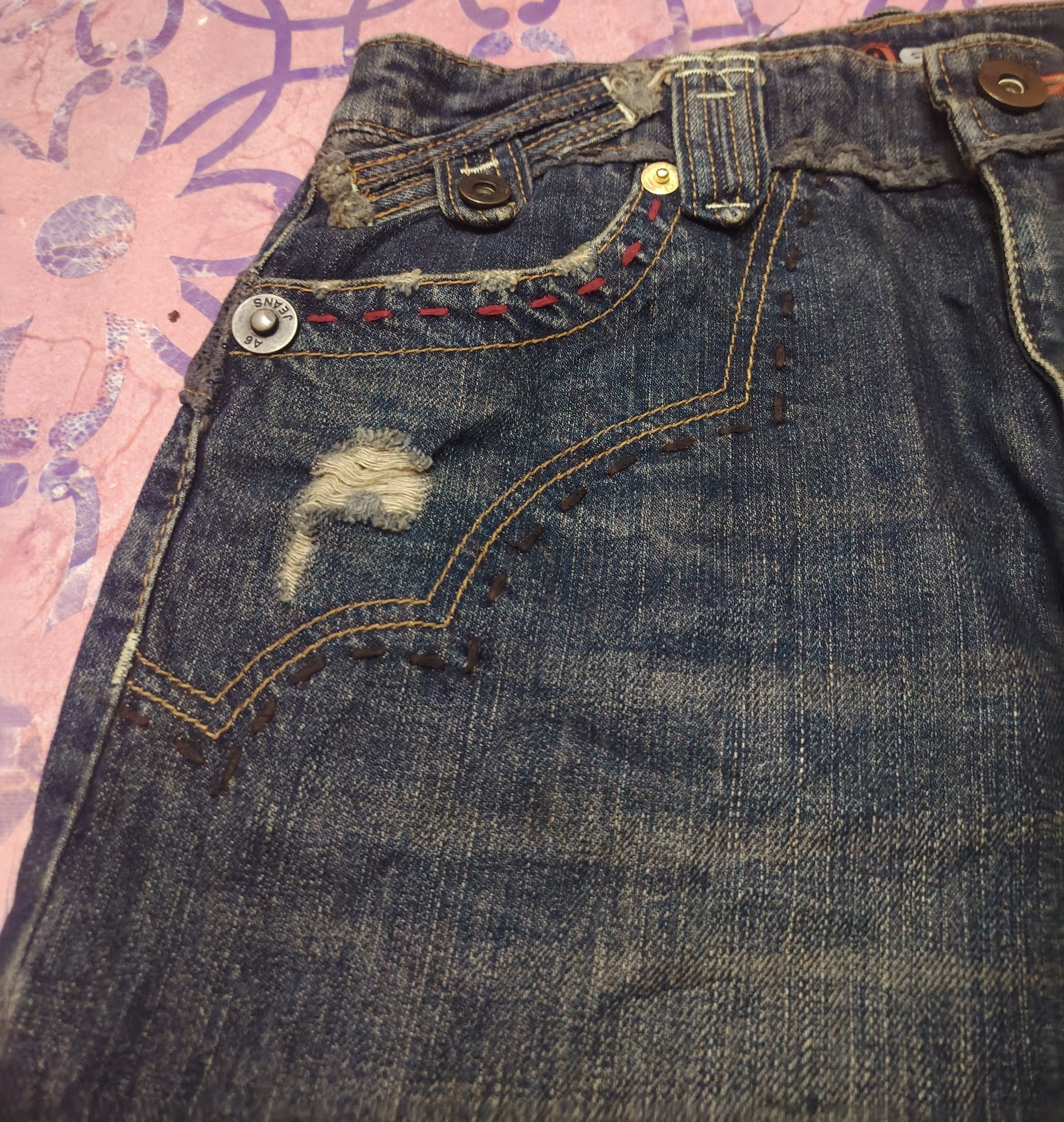 14th Addiction Japanese A6 Jeans Bandana Patchwork design Distressed jeans Size US 30 / EU 46 - 8 Thumbnail