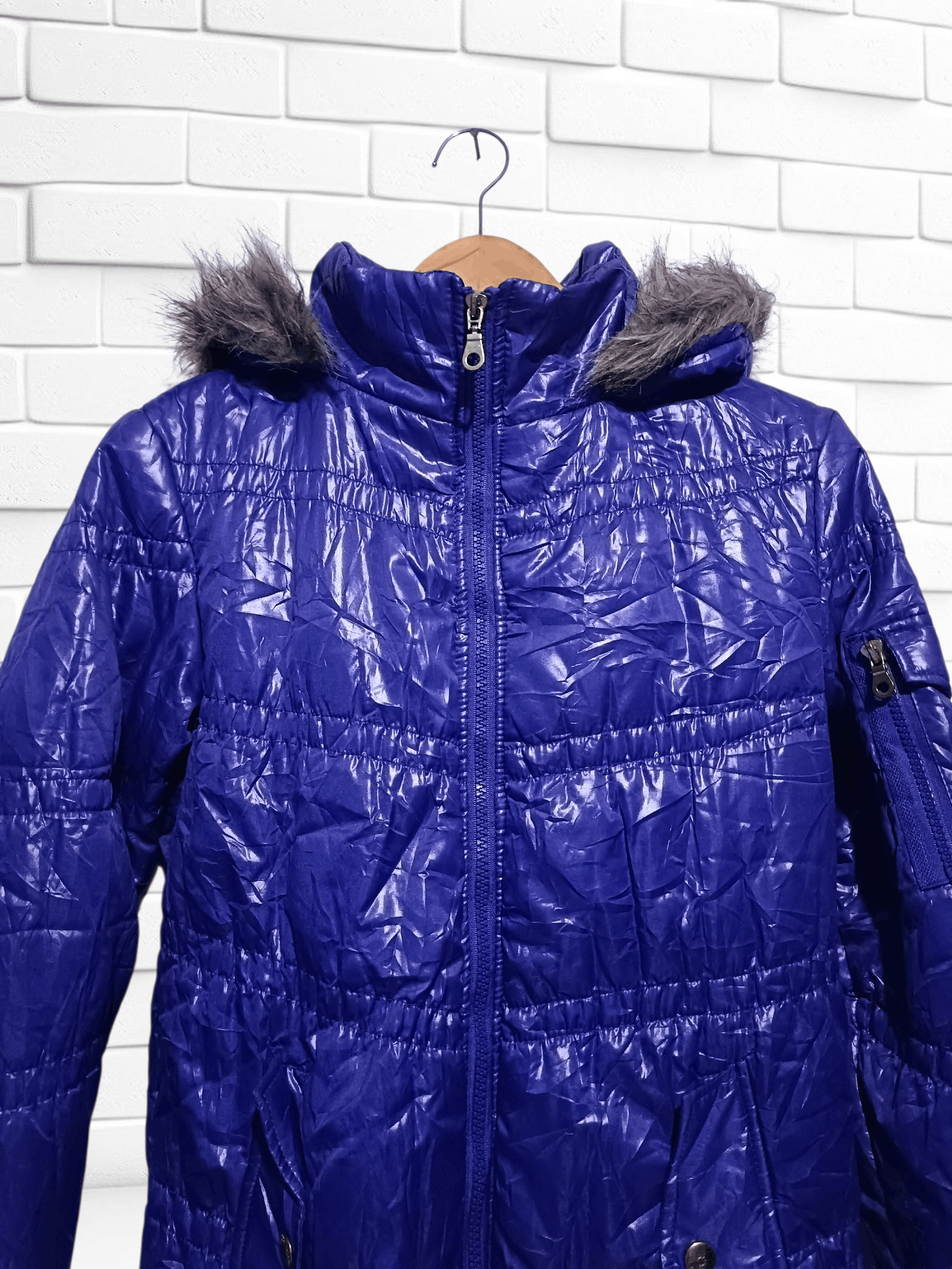 Japanese Brand Japanese Brand Fur Hoodie Puffer Down Jacket Glossy Purple Size M / US 6-8 / IT 42-44 - 3 Thumbnail