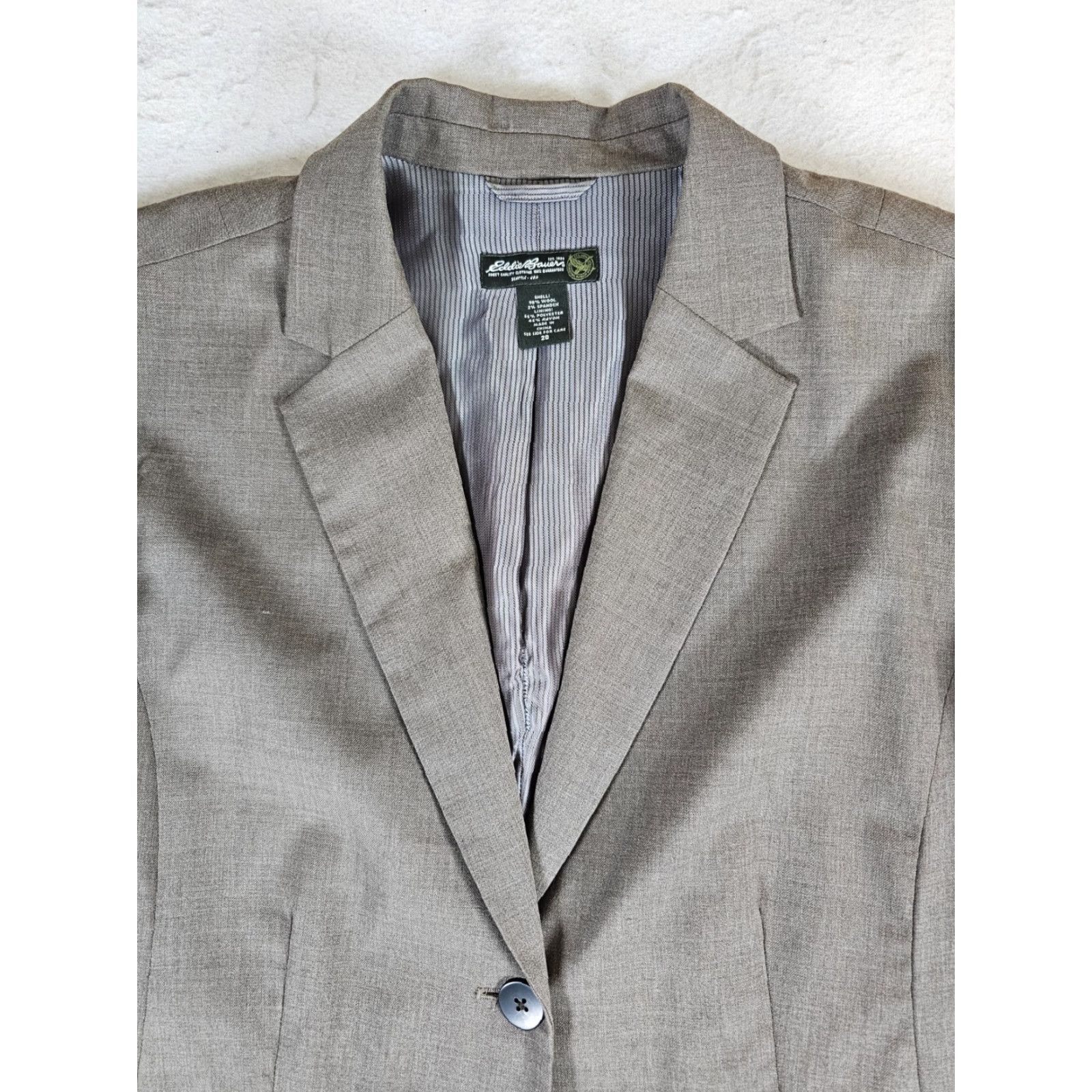 Eddie Bauer Eddie Bauer Travel Blazer Wool Blend Single Button Beige Womens 20R Size 3XL / US 20-22 - 3 Thumbnail