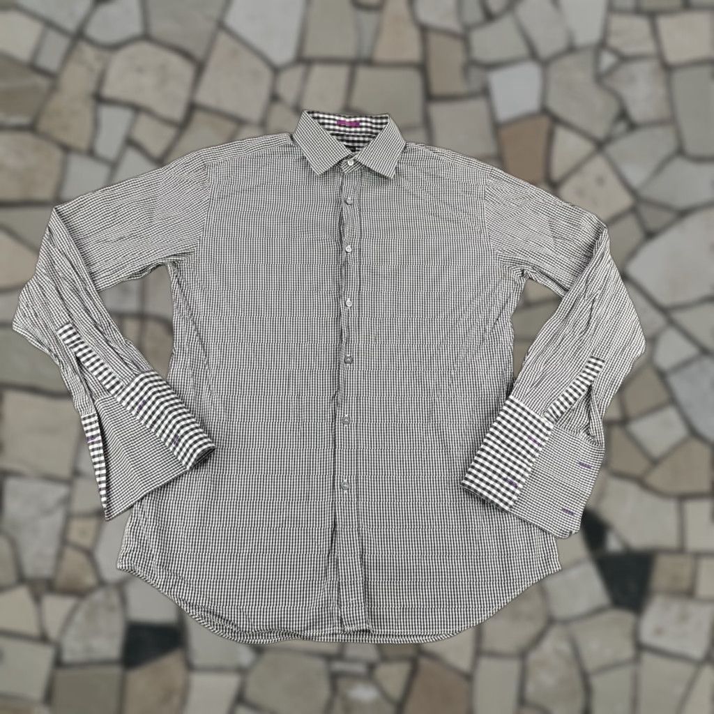 Paul Smith VINTAGE Paul Smith Shirt Mens Large Black White Gingham Plaid Button-Up Two Fold Cuffs 16.5 Breckon? Size US L / EU 52-54 / 3 - 1 Thumbnail