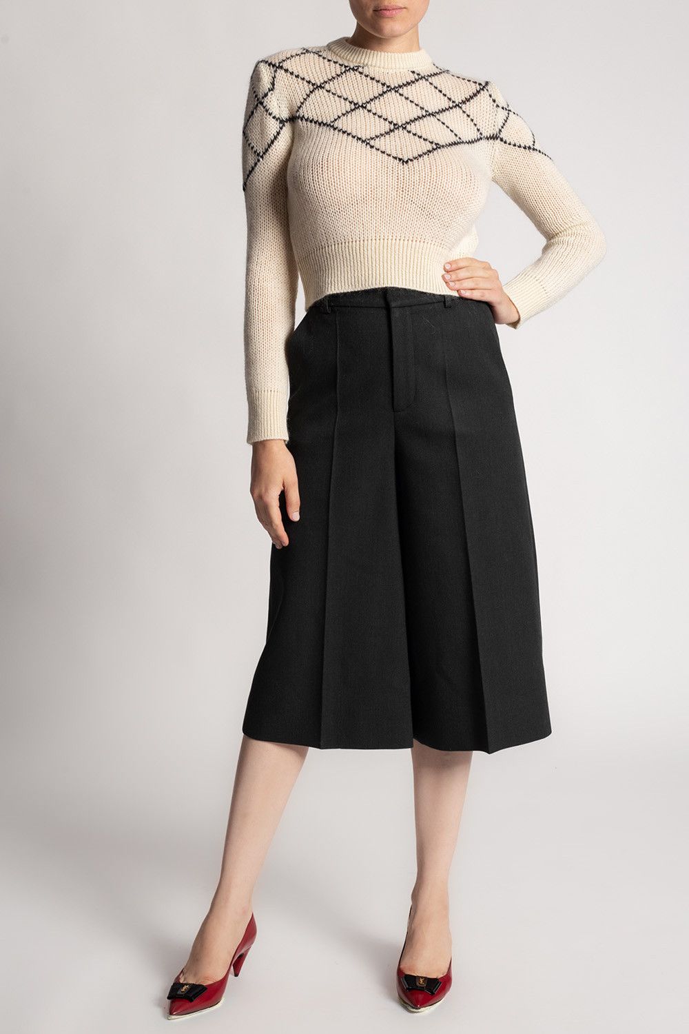 Saint Laurent Paris o1s1wg110924 Baggy Bermuda Shorts in Wool Twill in Black Size 28" / US 6 / IT 42 - 2 Thumbnail