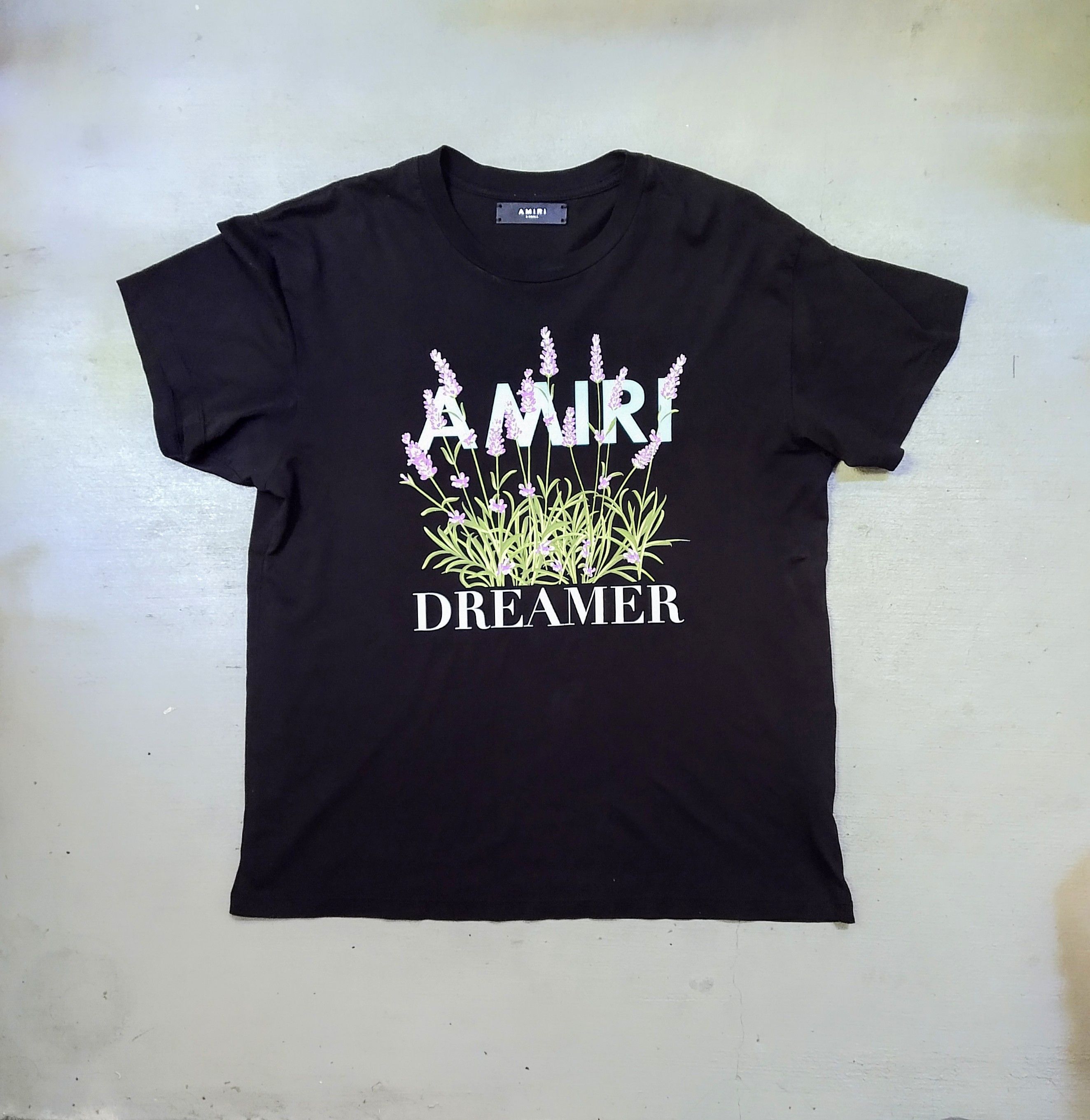 image of Amiri Dreamer Tshirt Size Xs Black Flowers Short Sleeve Mike in Black/Purple, Men's