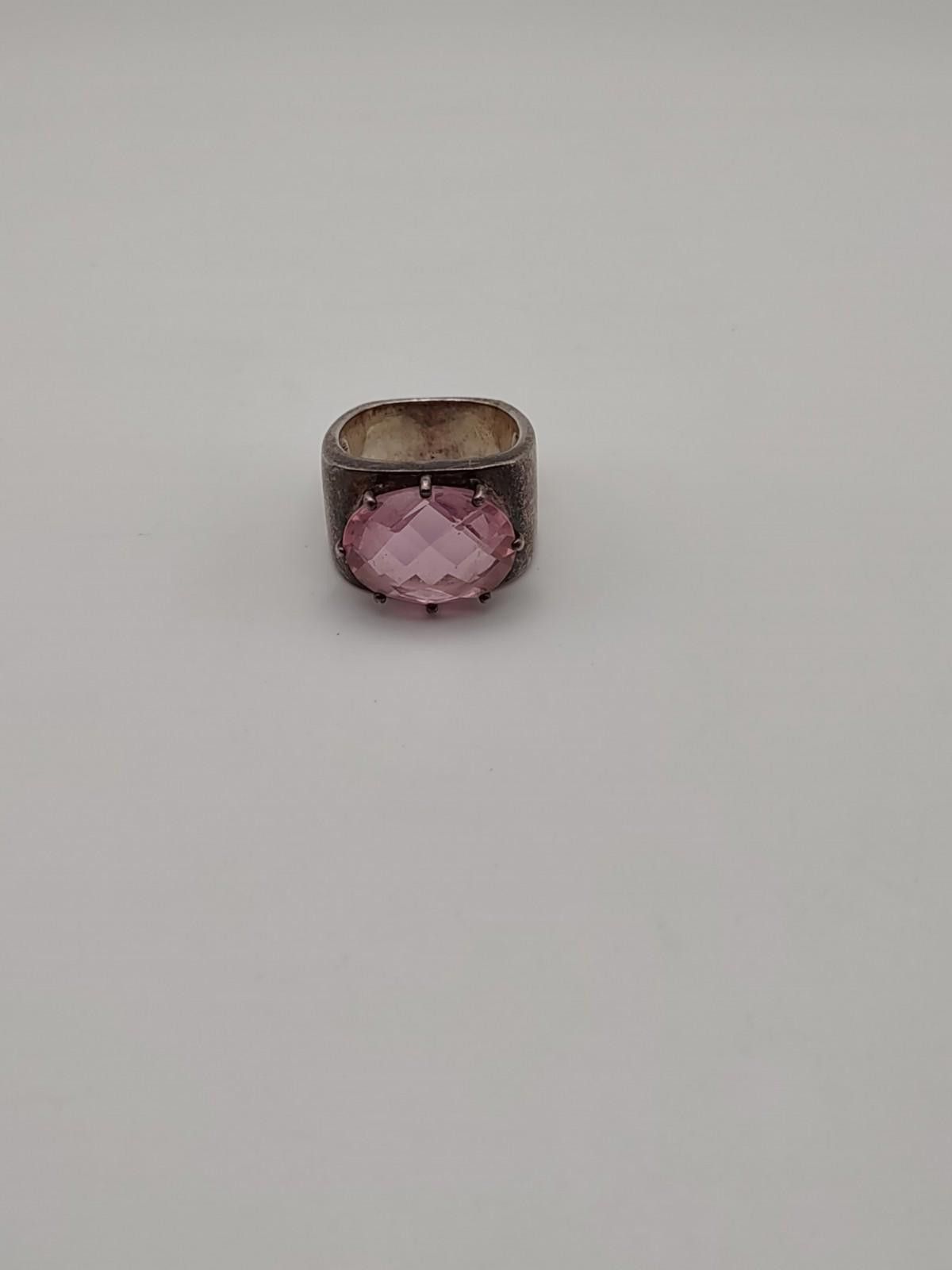 The Unbranded Brand Vintage 925 Sterling Wide Pink Statement Ring Sz 7 Size ONE SIZE - 1 Thumbnail