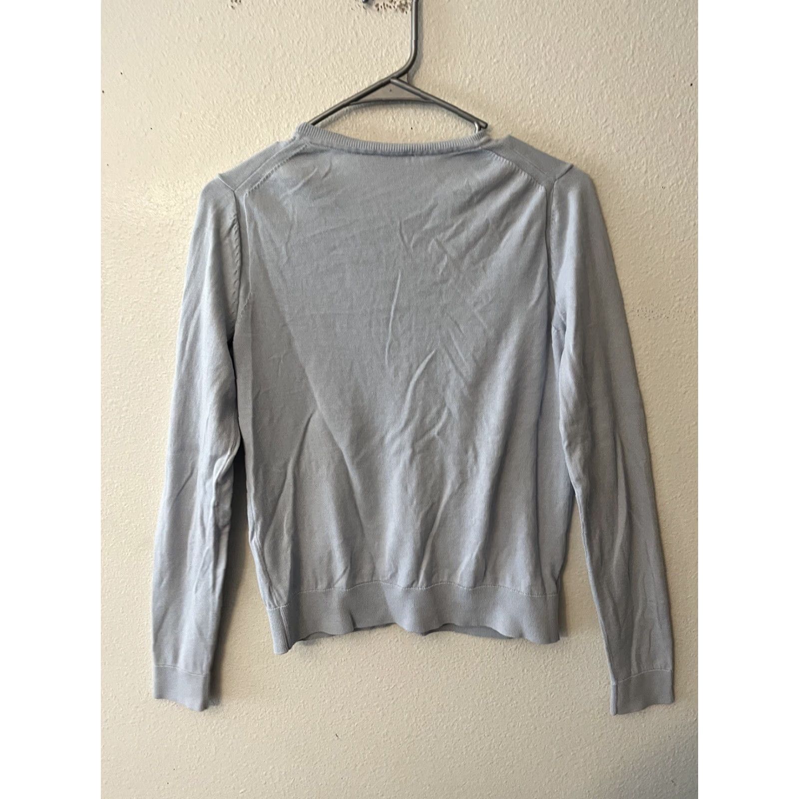 Loft LOFT Women's Cardigan Sweater M Blue Button Open Lightweight Breathable 100% Cotton Regular Fit Long Sleeve Casual Workwear Size M / US 6-8 / IT 42-44 - 2 Thumbnail