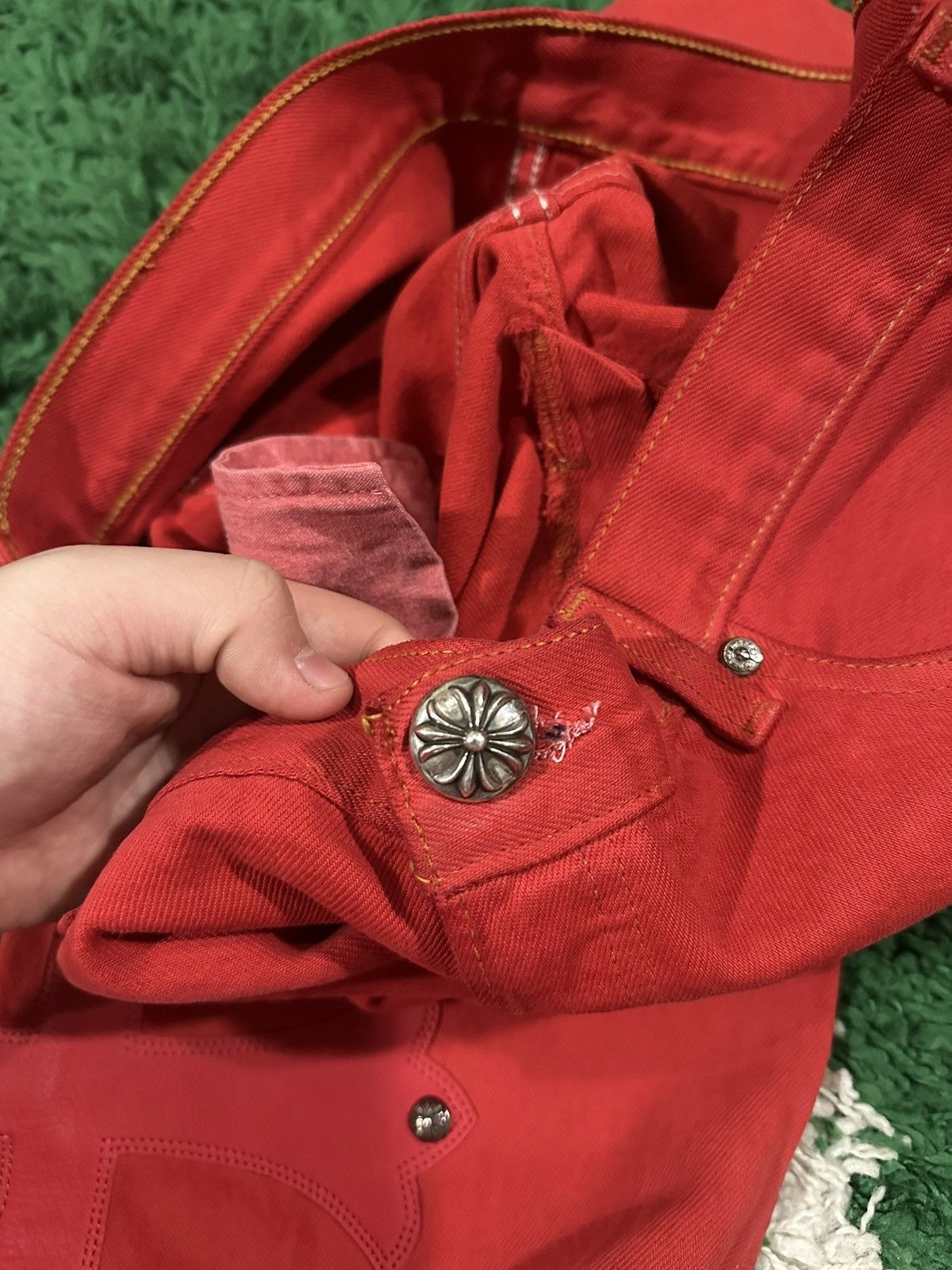 Chrome Hearts Chrome Hearts Paris Exclusive Jeans Red Size US 33 - 17 Thumbnail