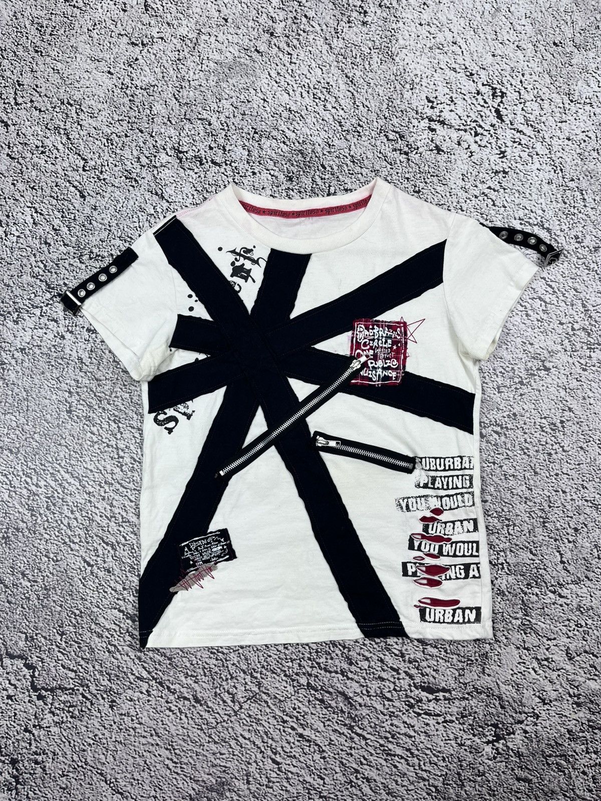 Japanese Brand Vintage Bondage Punk Strap Harness Zip T-Shirt Size M / US 6-8 / IT 42-44 - 1 Thumbnail