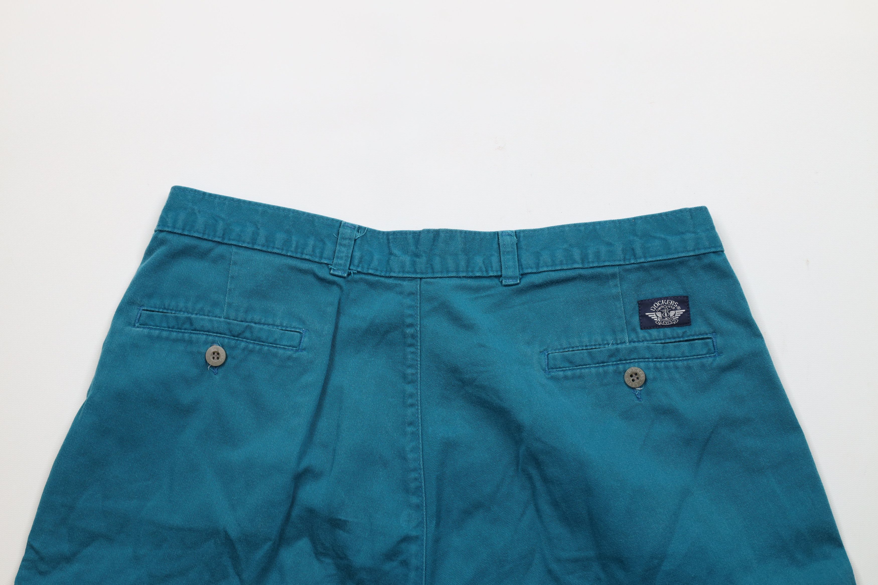 Vintage Vintage 90s Streetwear Above Knee Cotton Chino Shorts Teal Size US 34 / EU 50 - 8 Thumbnail