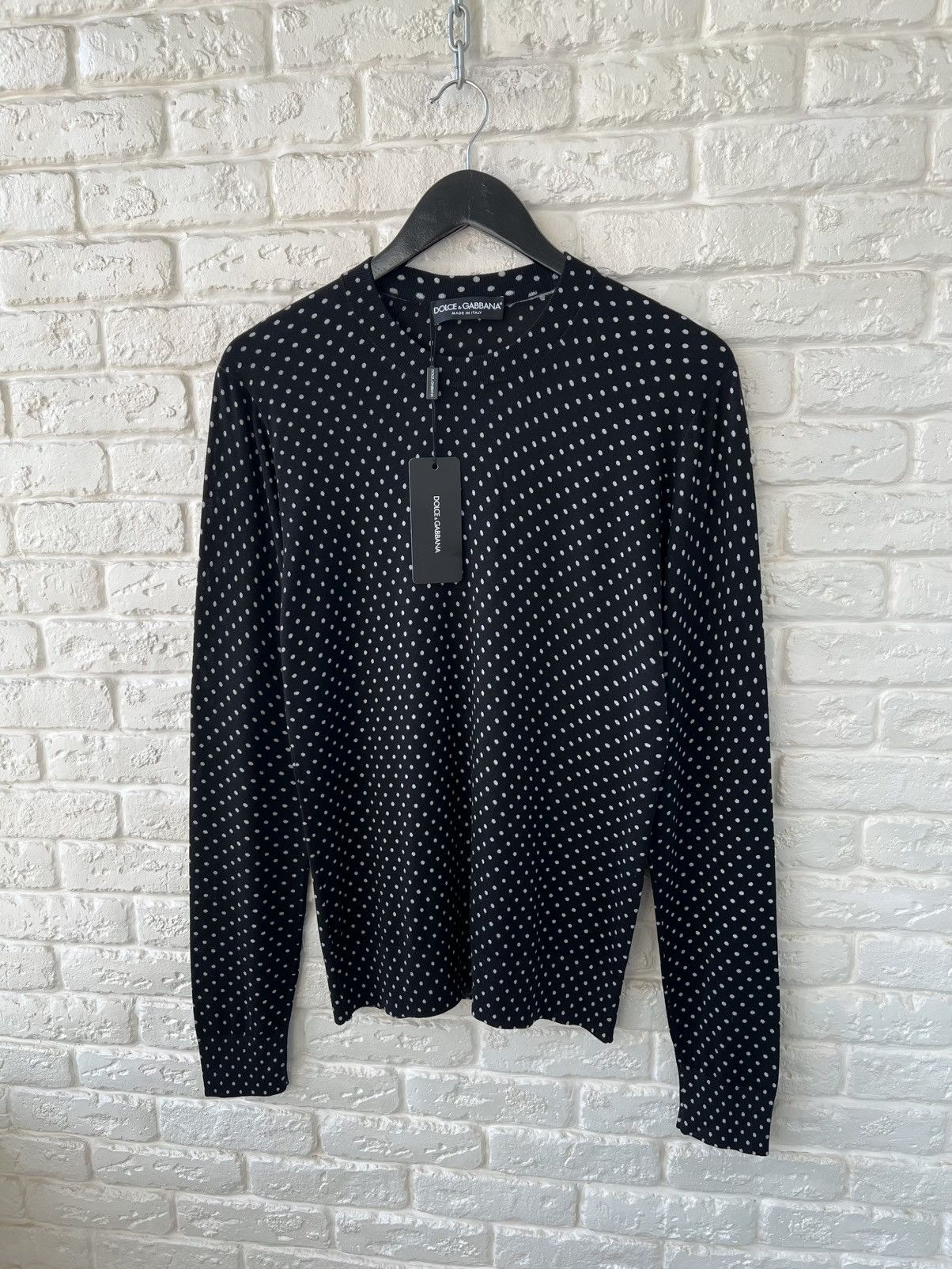 Dolce & Gabbana Dolce&Gabbana Silk Polka Dot Crew Neck Sweater Size US S / EU 44-46 / 1 - 1 Thumbnail