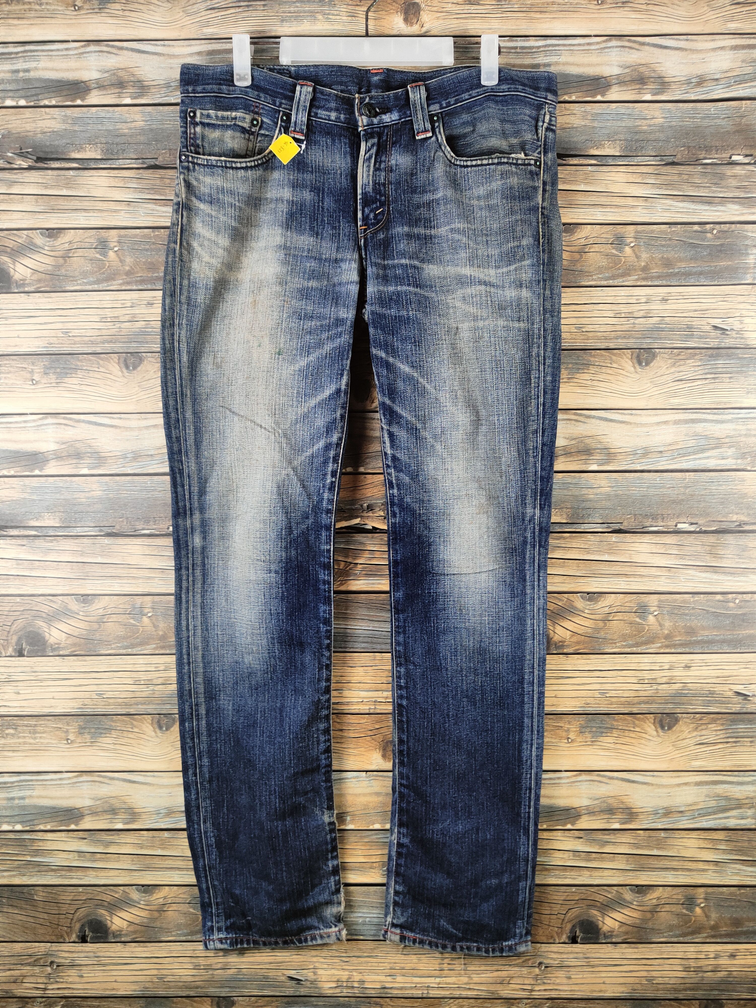 Levi's DL Levi's Dark Blue Distressed Ripped Jeans #46-823 Size US 33 - 1 Thumbnail