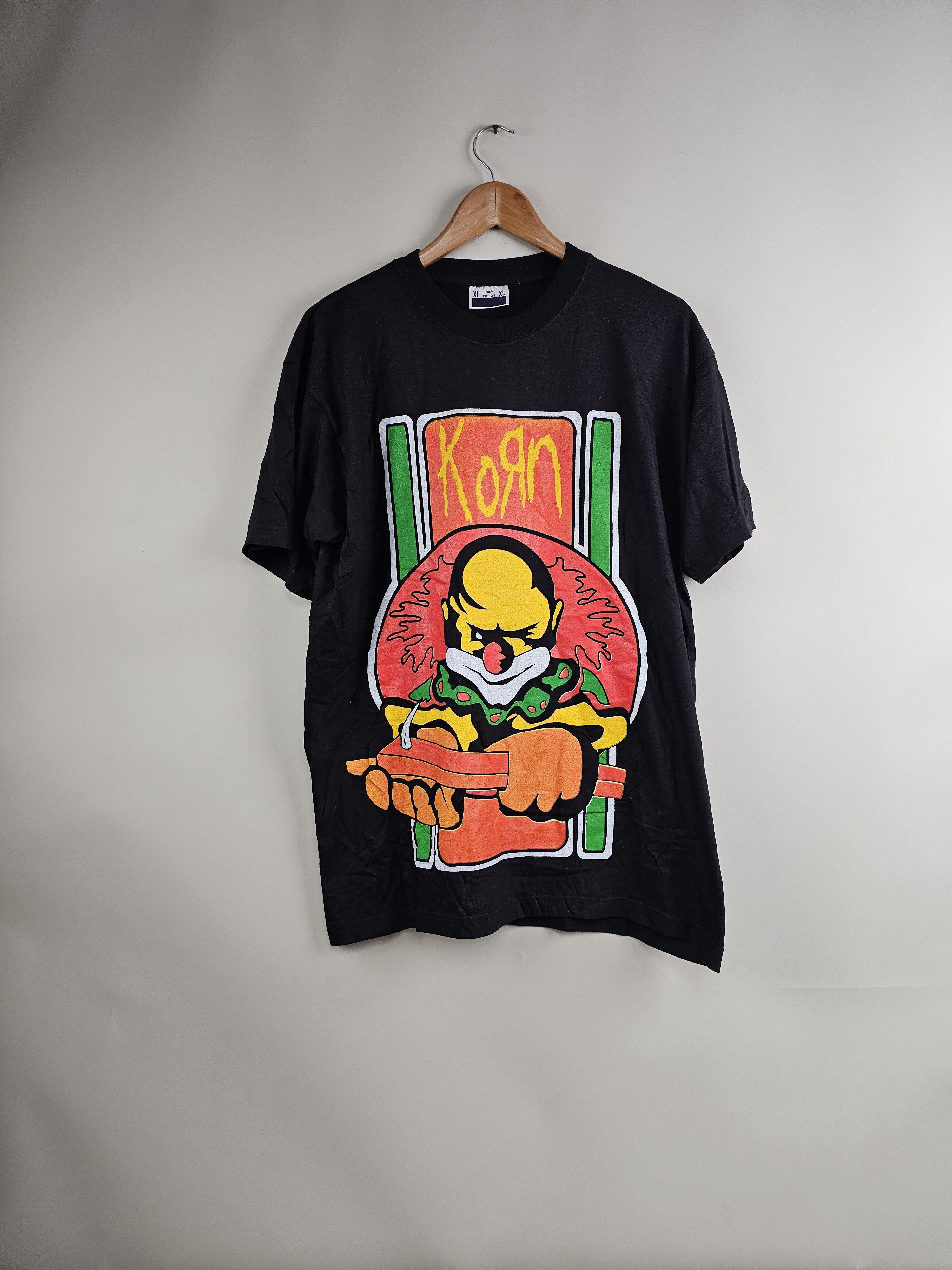 image of Band Tees x Rock Tees 90's Korn Happy Clown XL 23" 29" in Black, Men's