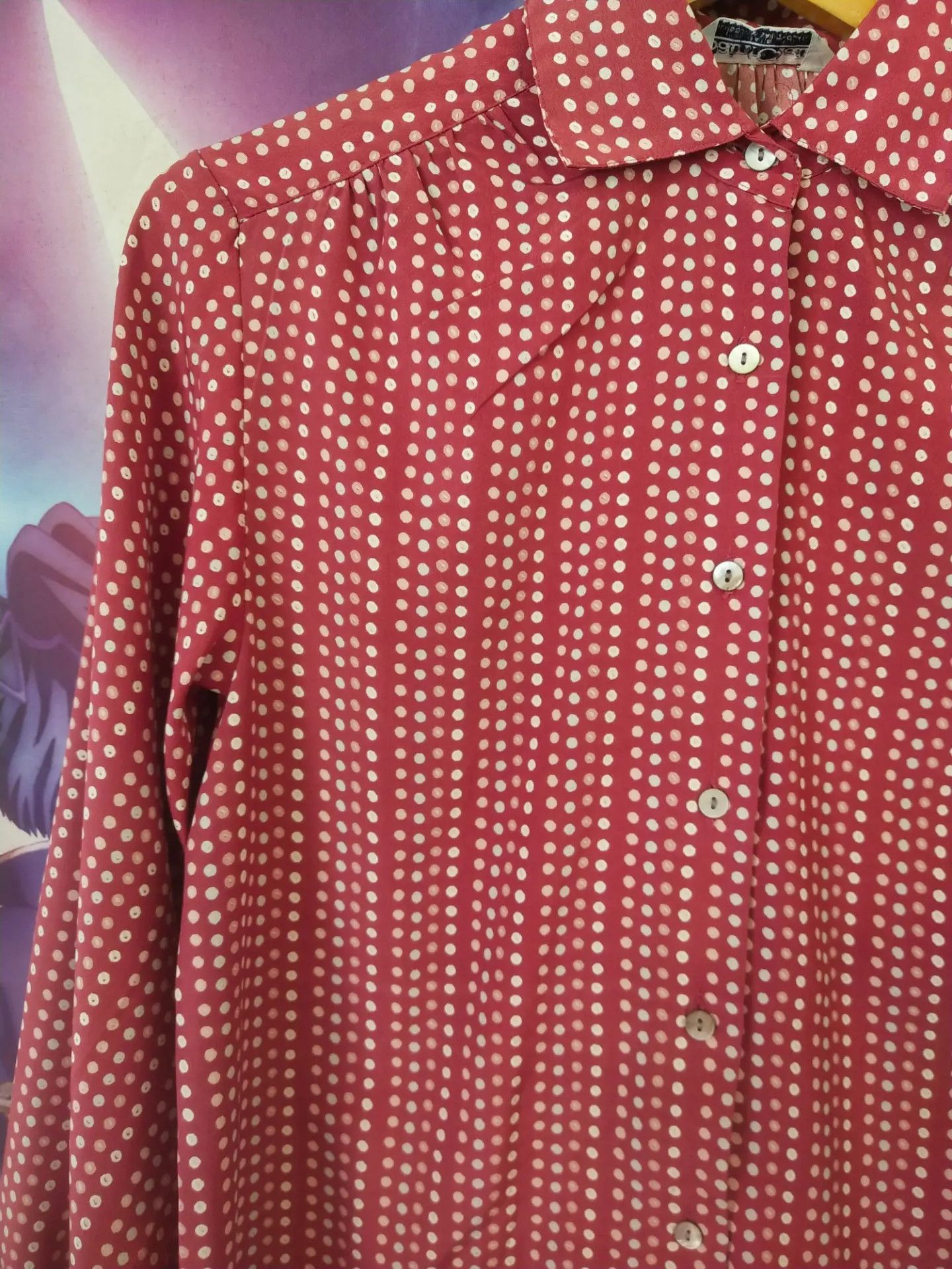 Vintage Saint Clair Paris Red Polkadot Vintage Blouse Size S / US 4 / IT 40 - 2 Thumbnail