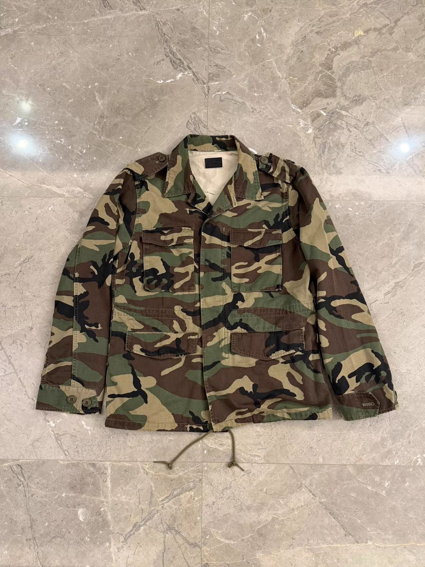 Saint Laurent Paris SLP Camo Embroidered Workwear Drawstring Parka S Size US S / EU 44-46 / 1 - 4 Thumbnail