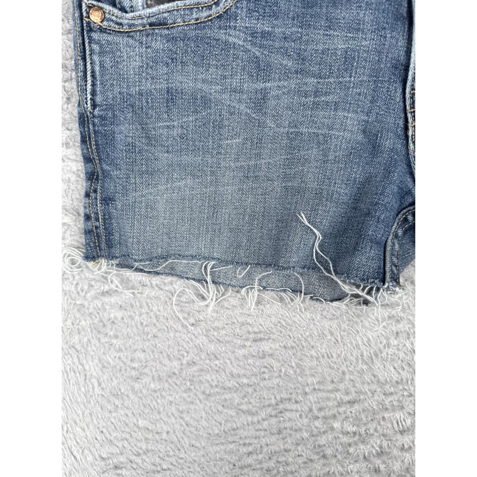 Miss Me Miss Me Shorts Womens Blue Denim Distressed Cut-Off Frayed Camo Embellished 29 Regular Pockets 5-Pocket Logo Hardware Embroidery Low Rise Inseam 3in Size 29" - 3 Thumbnail