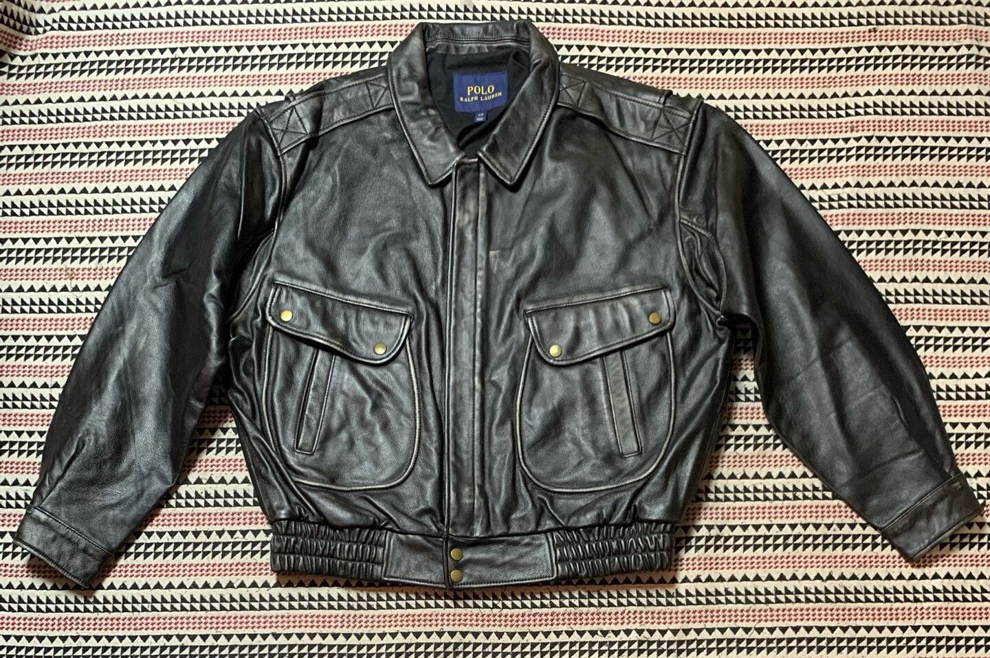 BEANPOLE black leather bomber jacket for men Size US M / EU 48-50 / 2 - 1 Thumbnail