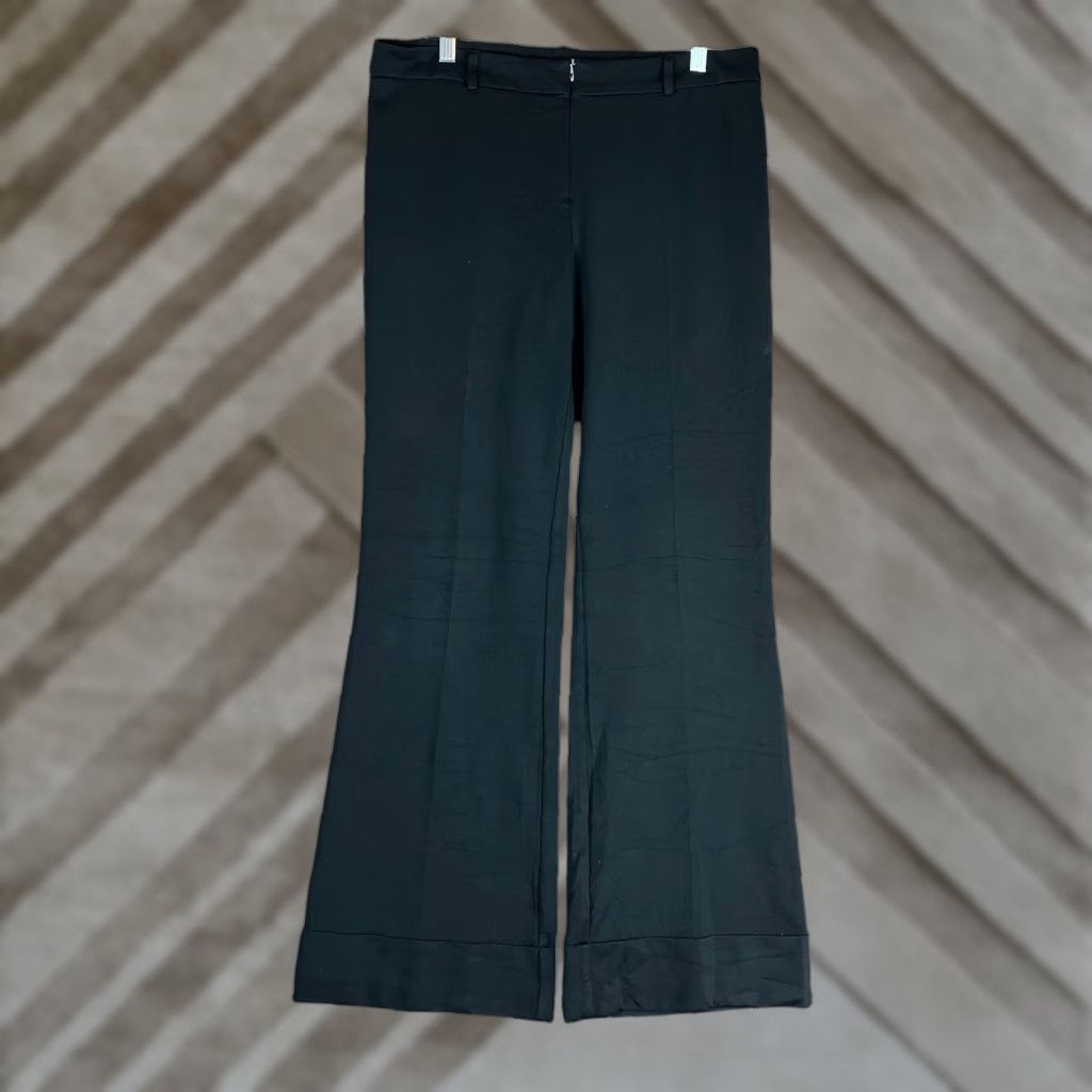 Express Express Womens Pants Black Mid Rise Cuffed Flared Leg Stretch 9/10 Regular Size 24" / US 00 / IT 34 - 1 Thumbnail