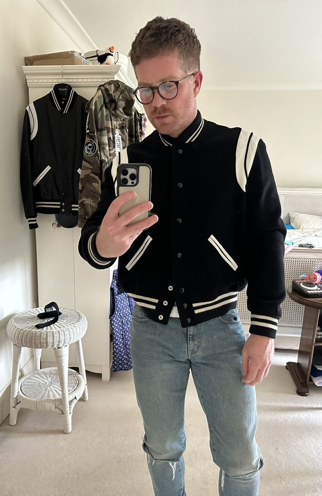 Saint Laurent Paris SS15 Saint Laurent classic black white teddy jacket 52 BNWT Size US L / EU 52-54 / 3 - 5 Thumbnail