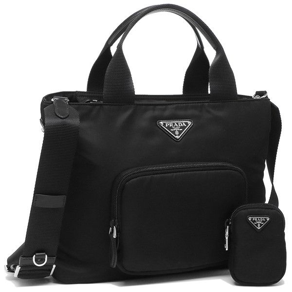 Prada Shoulder Bag Vera Renylon Pouch Triangle Logo Black